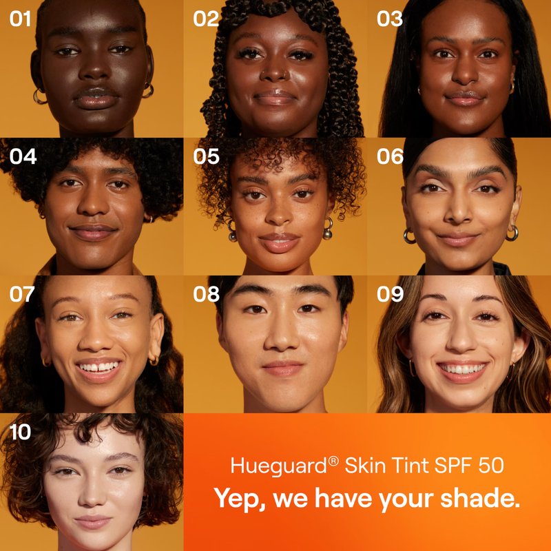 Live Tinted Hueguard Tinted Sunscreen SPF 50 - Mineral Sunscreen for Face, Skin Tint with Buildable Coverage, Dewy Glow Finish, Hydrating, Vegan, Fragrance-Free, Water & Sweat Resistant, Shade 09