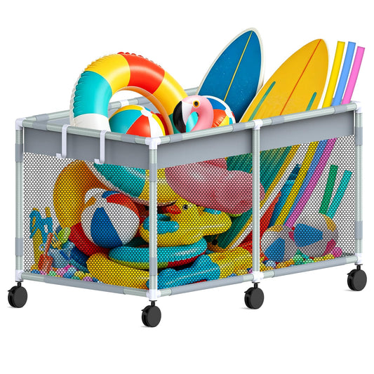 285 Gallon 69" Pool Float Storage – XXL Large Outdoor Pool Toy Storage Organizer for Pool Noodles, Toys, Floats, Equipment, Mesh Rolling Pool float Holder for Swimming Accessories, 69Lx33Wx35H Inch