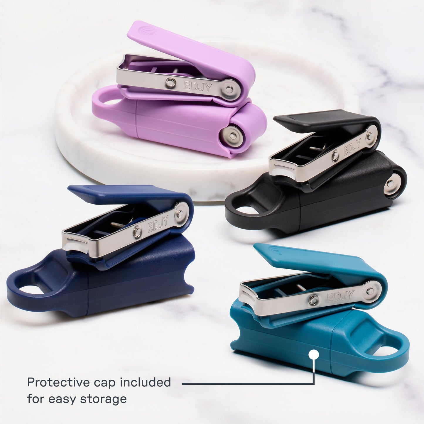 EDJY Fingernail Cutter - Precision Stainless Steel Nail Cutter for Fingernails | Sharp Blade, Ergonomic Design, Durable & Rust-Resistant | Ideal for Men and Women | EDJY Blue