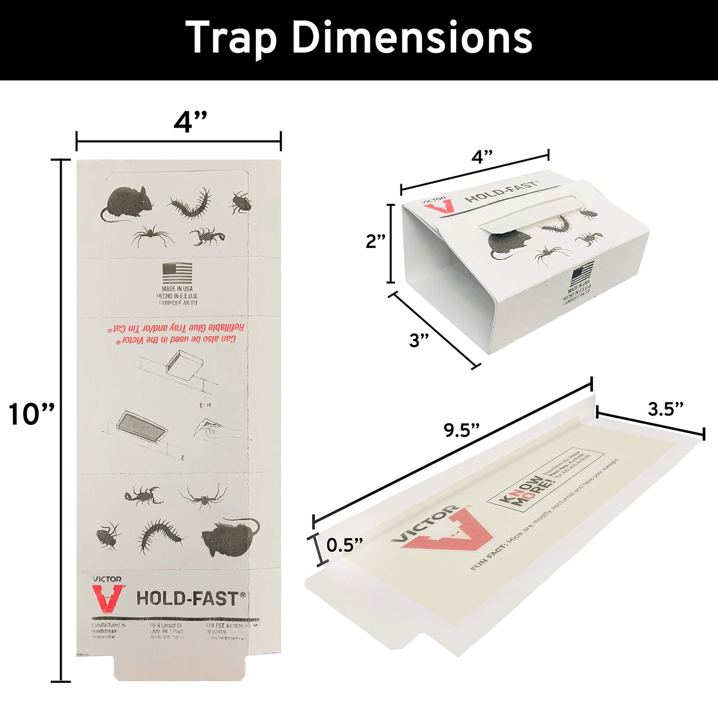 Victor M309 Professional Glue Boards for Insect and Rodent monitoring - 72 Glue Boards