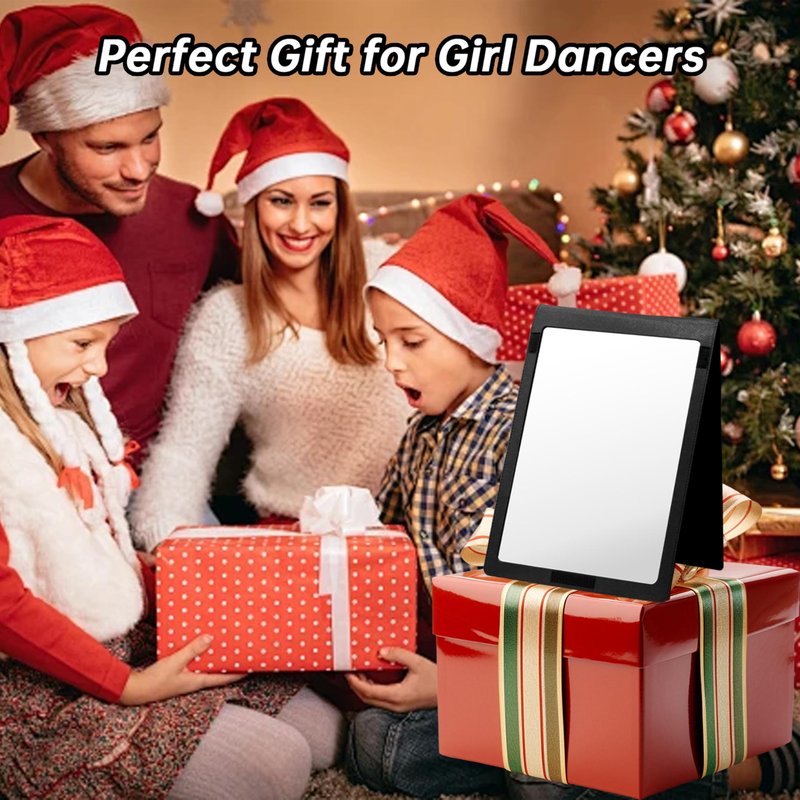 Adzyz Foldable Portable Full Length Mirror, 33x13 Inch Hanging Shatterproof Travel Mirror for Camping, Travel, Dancers - Black Hanging Folding Dance Mirror