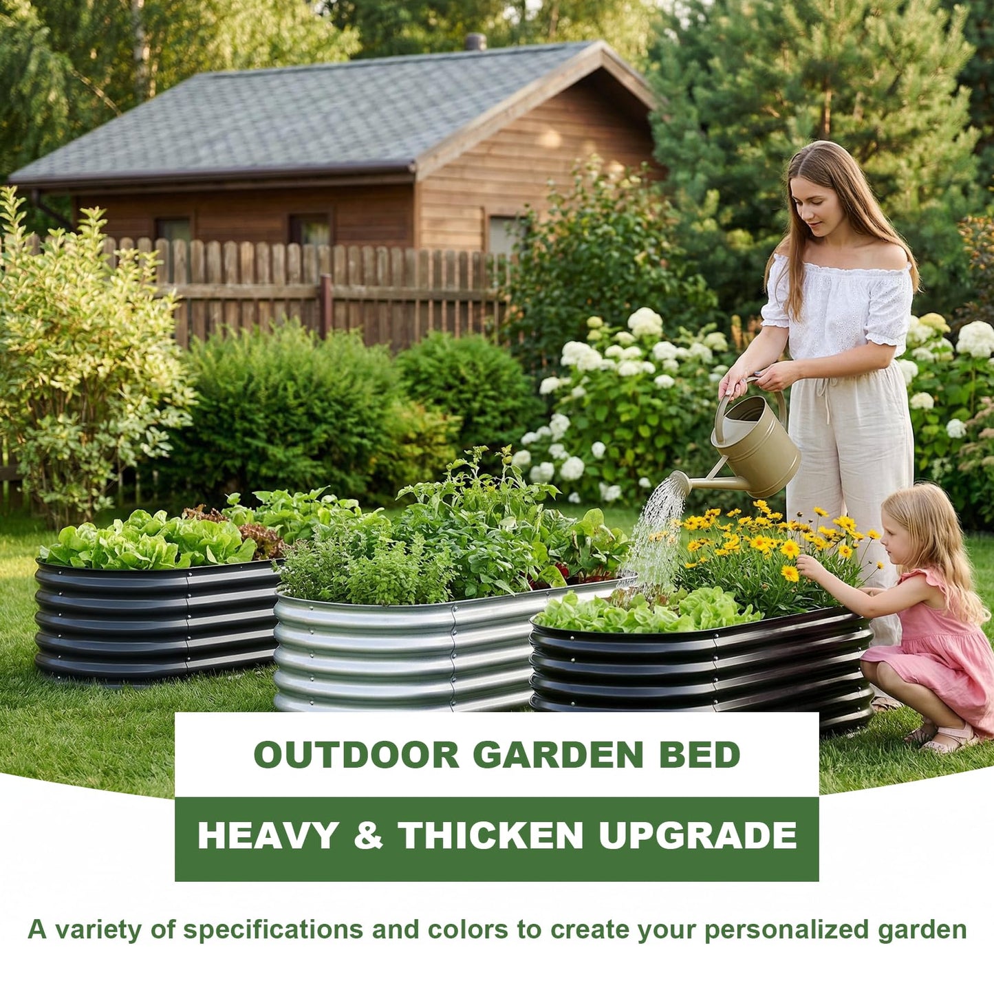 AHEONLAR 3 Pack 4×2×1.5ft Galvanized Raised Garden Bed Outdoor, Sturdy Planter Boxes for Vegetables, Fruits, Flowers and Plants, Easy Assembly, Silver
