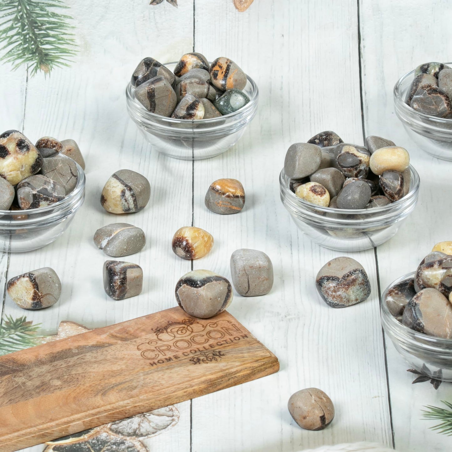 Crocon® 1lb Septarian Tumble Stones And Crystals Bulk 2000+ Carats Natural Crystal Kit For Reiki Healing Crystal Polished, Tumble Stones, Chakra Balancing, Gift, Home Decor Size : 20-25 mm