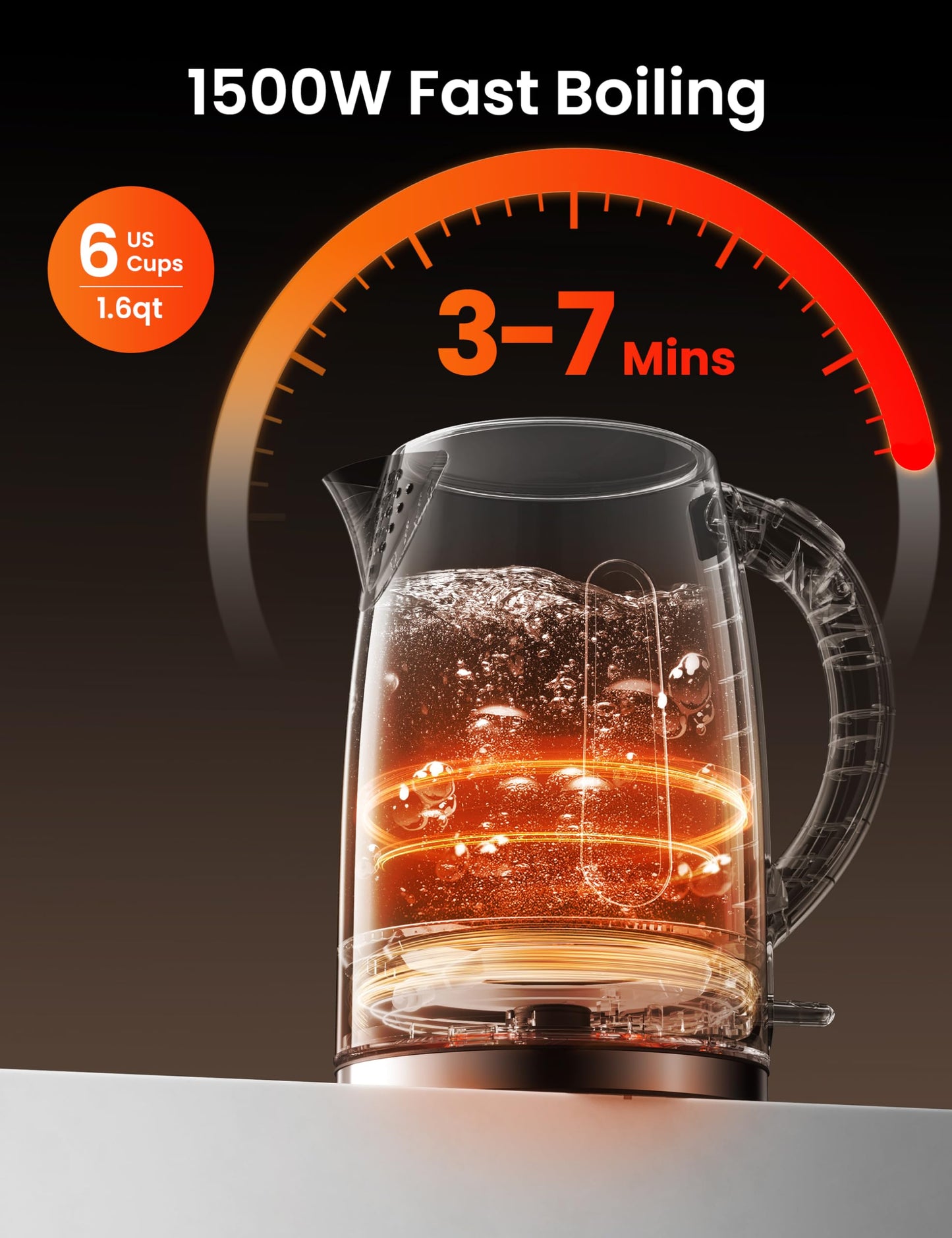 COMFEE' Stainless Steel Electric Kettle, Temperature Control with 6 Presets, 1-Hr Keep Warm, Kettle Water Boiler 1.7 Litres, 1500W with Viewing Window, Auto-Off and Boil-Dry Protection