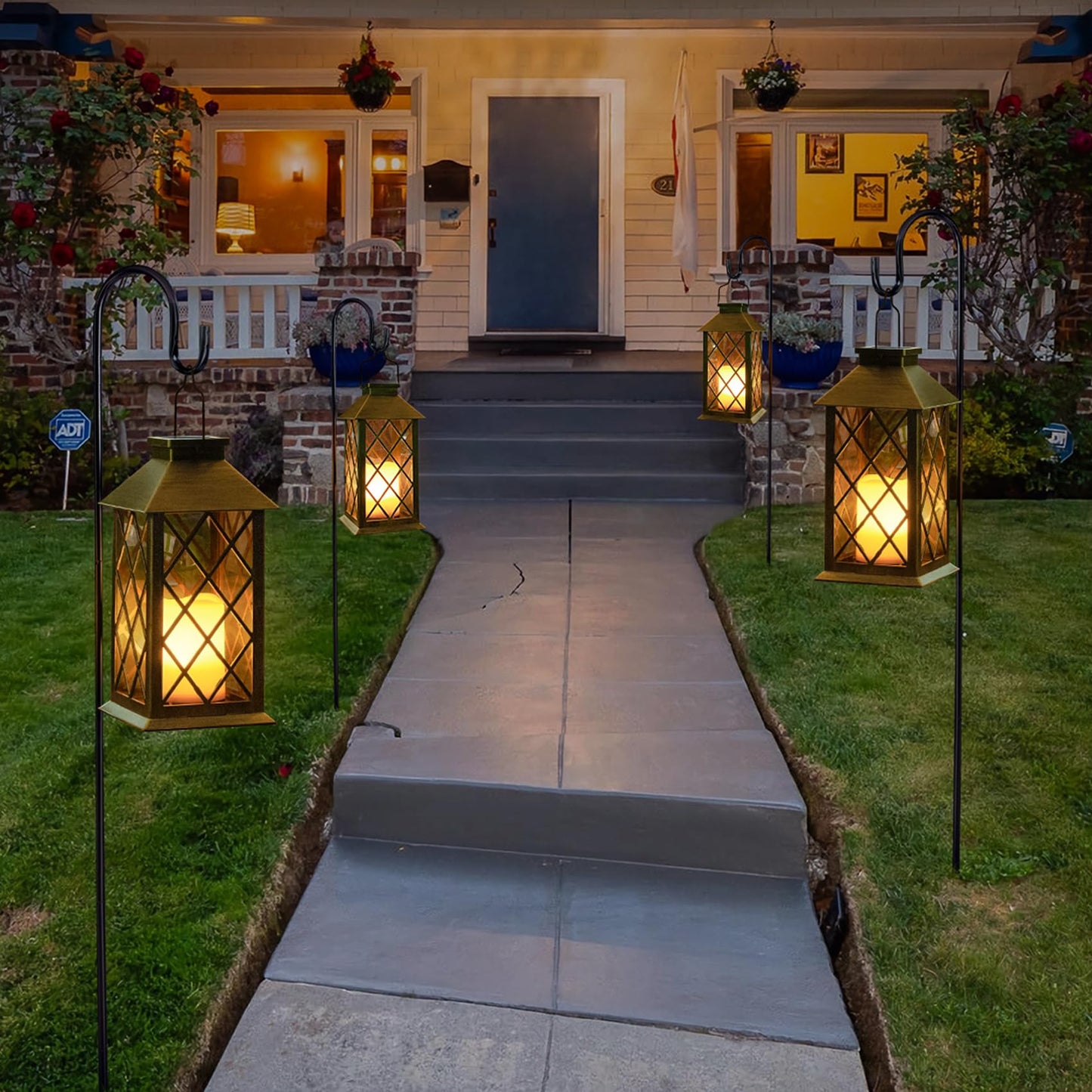 TAKE ME 14" Solar Lanterns Outdoor Waterproof Garden Lanterns Flameless Candle Mission Lights for Table,Outdoor,Party Mothers Day Gifts ( 2 Packs Brush-Painted Antique Bronze Color)