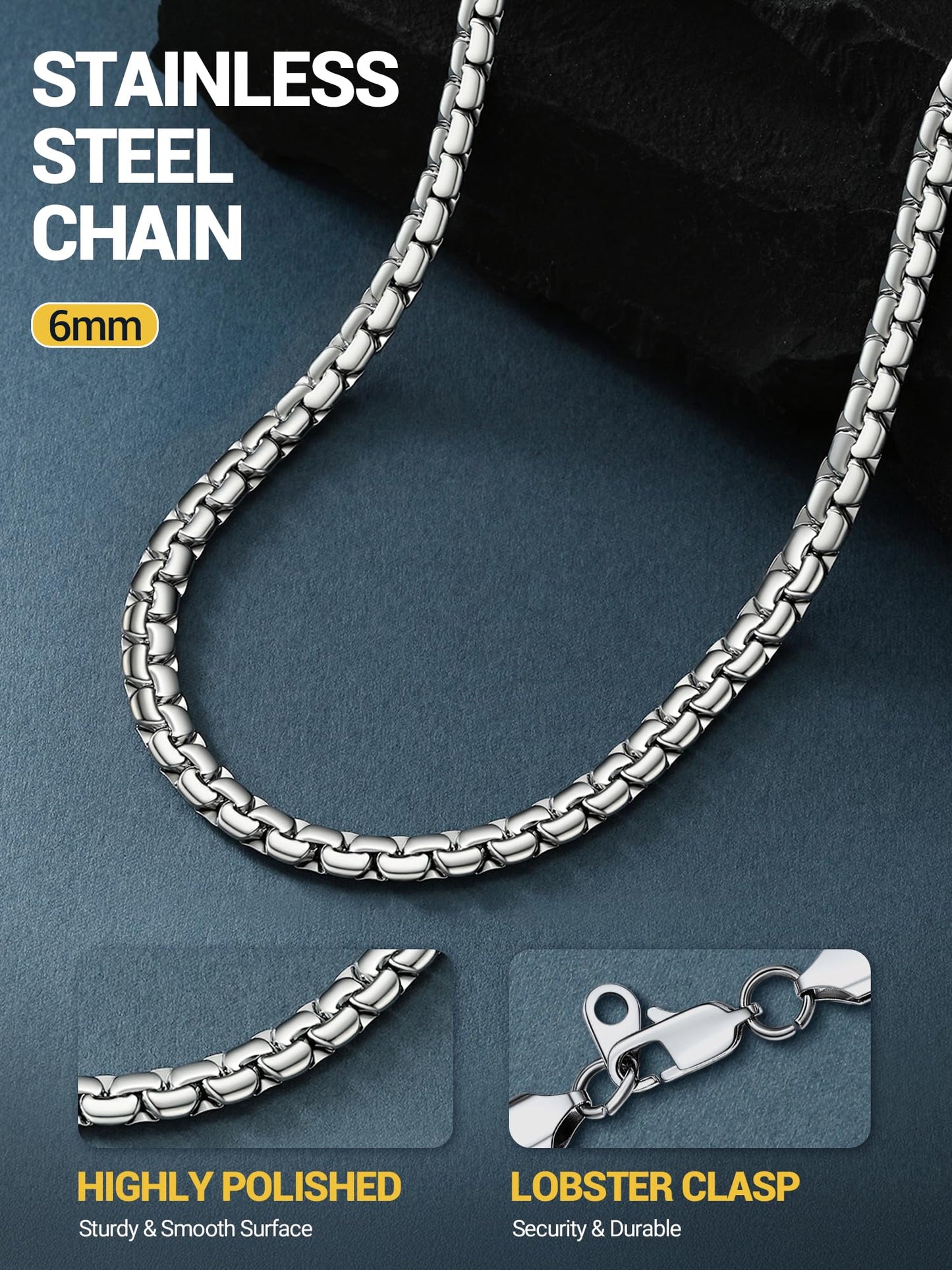 PROSTEEL Stainless Steel Neck Chain Men Chains Necklace Mens Jewelry 22 Inch Chain Necklace Chunky Necklaces