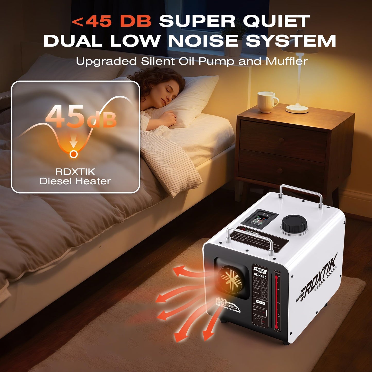 RDXTIK 9L Diesel Heater, 8KW 12V/24V/110V/240V All in One Diesel Heater with LCD Switch, Remote Control, Muffler for Truck, RV, Home, Car, Campers, Boat, White