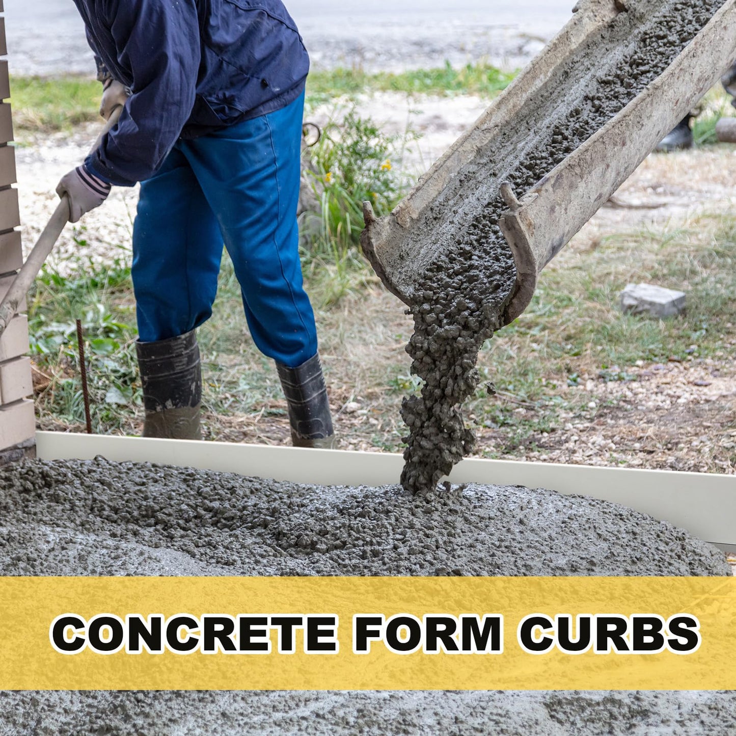 Timgle 5 Pcs Plastic Concrete Forms for Walkway 4 x 76 Inches Flexible Concrete Flatwork Curb Tools for Edging Garden Walkway Casting Paving Garden Stone Molds