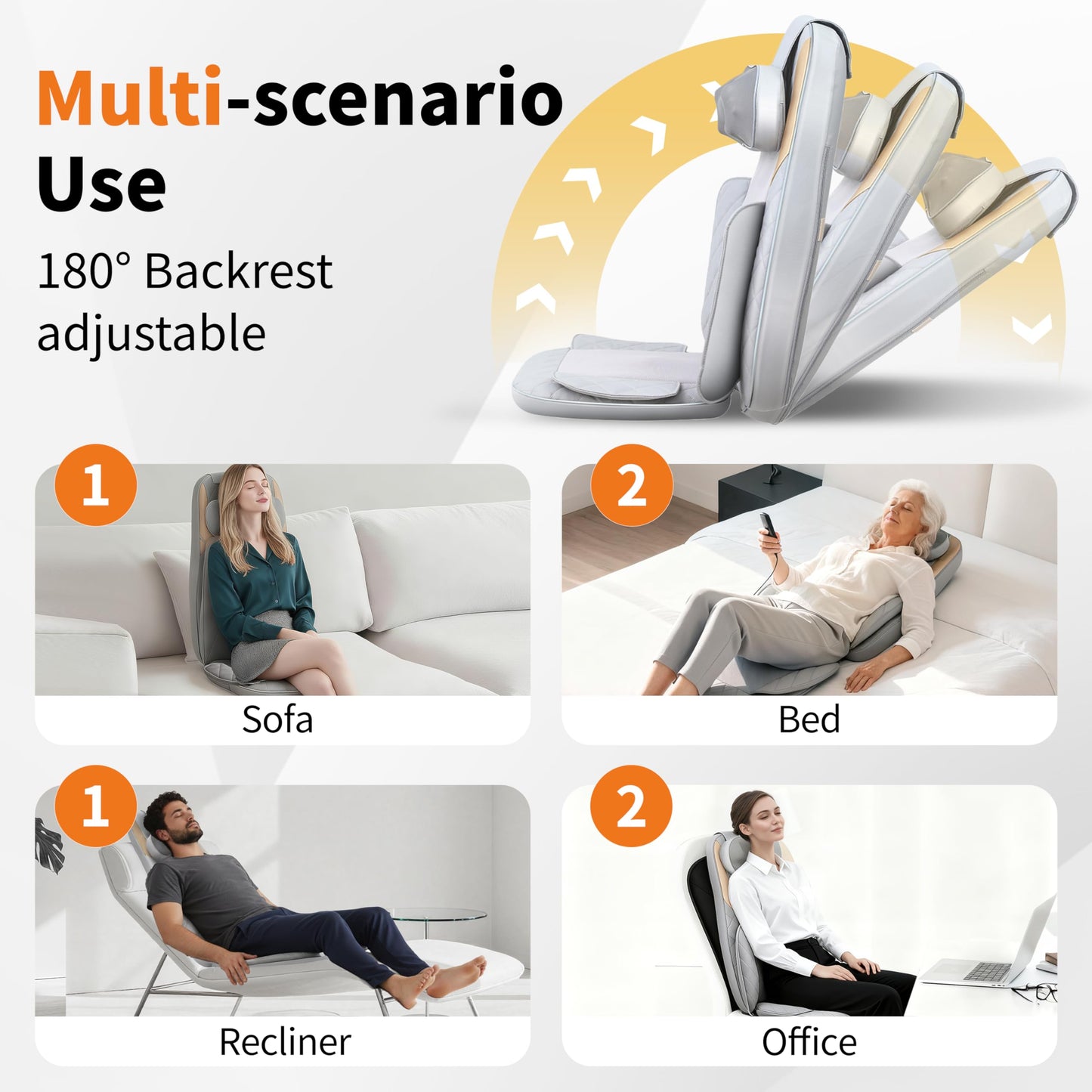 FIRRLUCO Shiatsu Neck and Back Massager with Heat,Back Massager for Pain Relief Deep Tissue,Back Massager for Chair, Adjustable Neck Massage with 20 Kneading Nodes,Christmas Gifts for Women Men