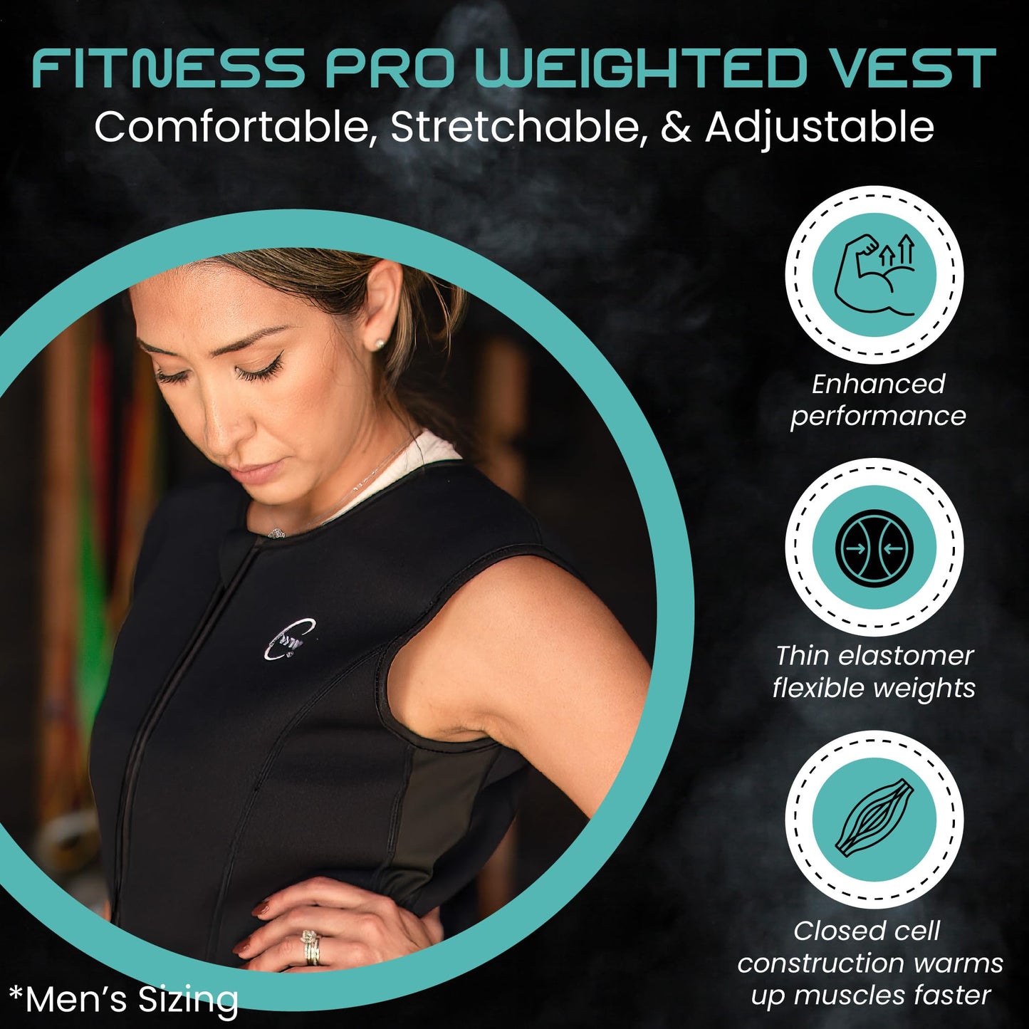 Challenge Weighted Workoutwear - Weighted Workout Vest, Compression Weighted Fitness Pro Vest, Strength Training Weight Vests with ⅛’ Thick Weights, Weight Vest Holds Up to 16 Lbs, Small