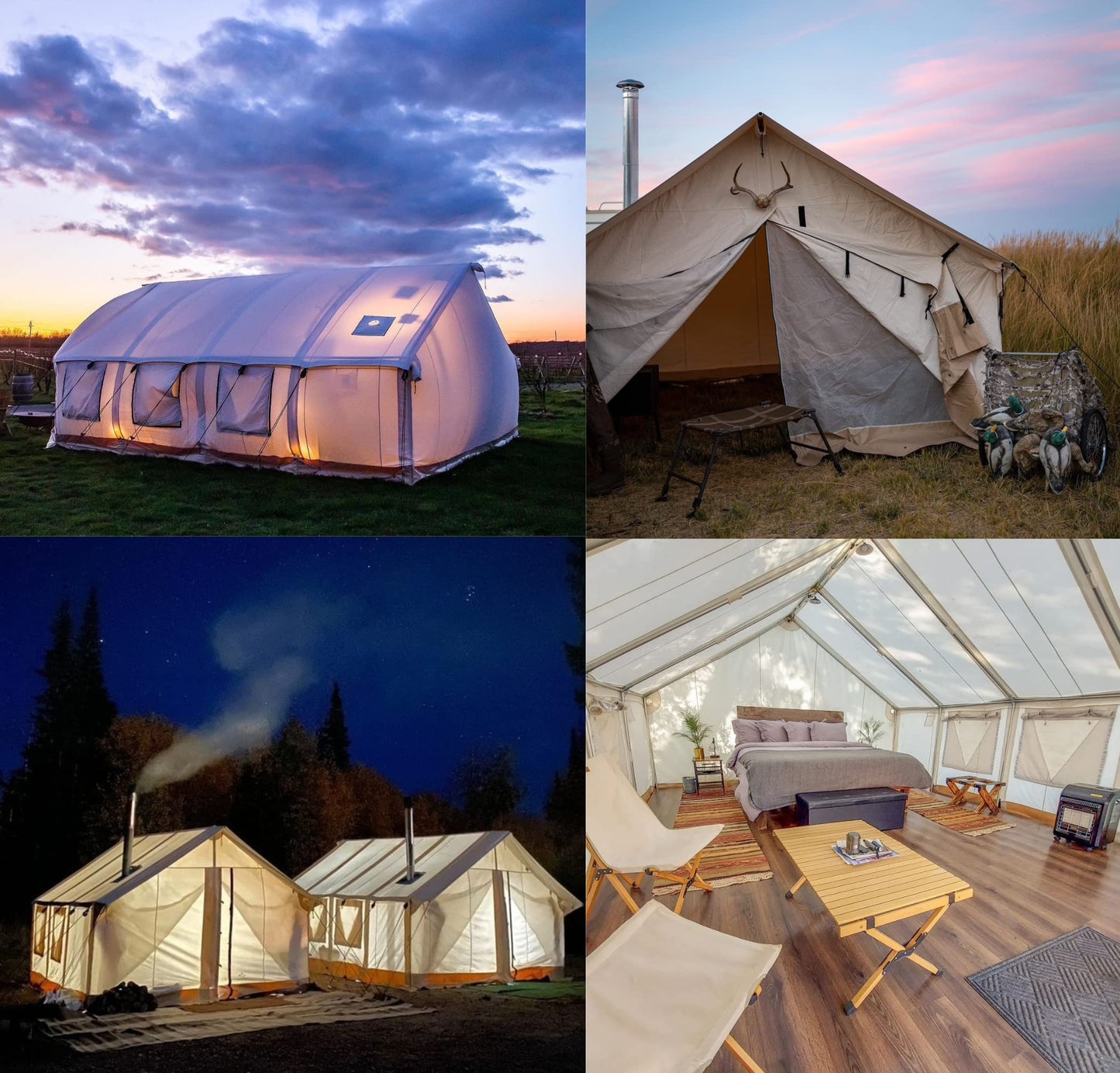 WHITEDUCK Alpha Canvas Wall Tent Waterproof 4 Season Outdoor Camping & Hunting Tent w/Heavy Duty Aluminum Frame, Best for Large Groups, Families & Outfitters (16'x24', Fire Water Repellent)