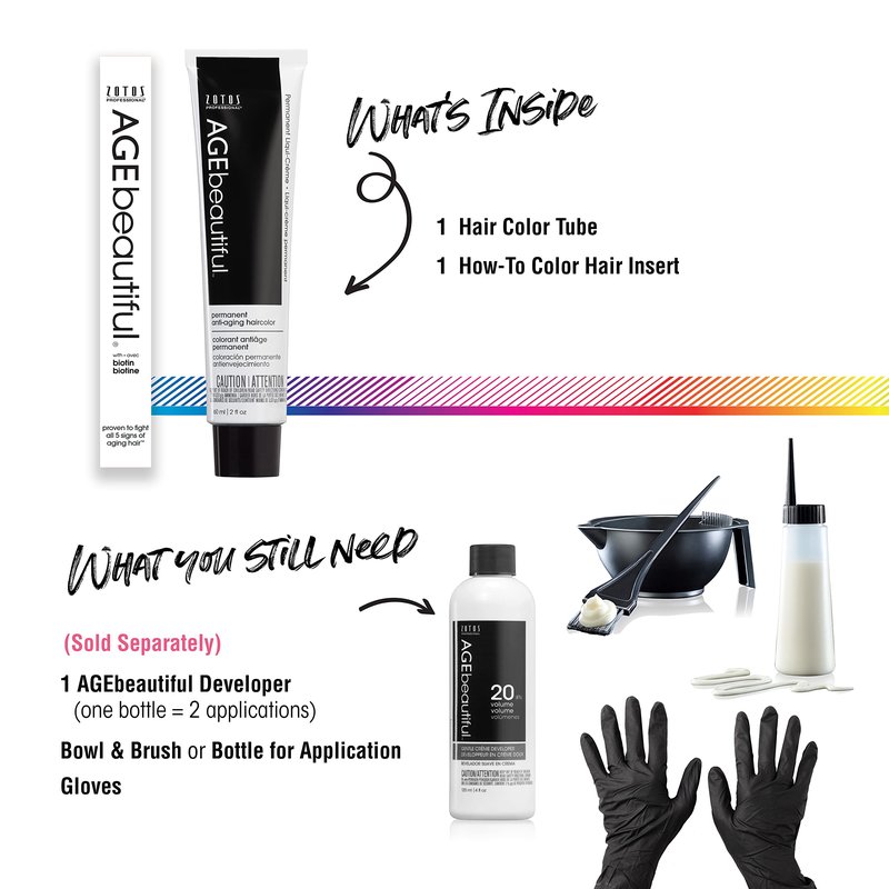 AGE beautiful Permanent Hair Color Dye Liqui Creme & Developer Starter Kit | 100% Gray Coverage | Anti-Aging | Biotin for Thicker, Fuller, Healthier Hair | 6RC Light Red Copper