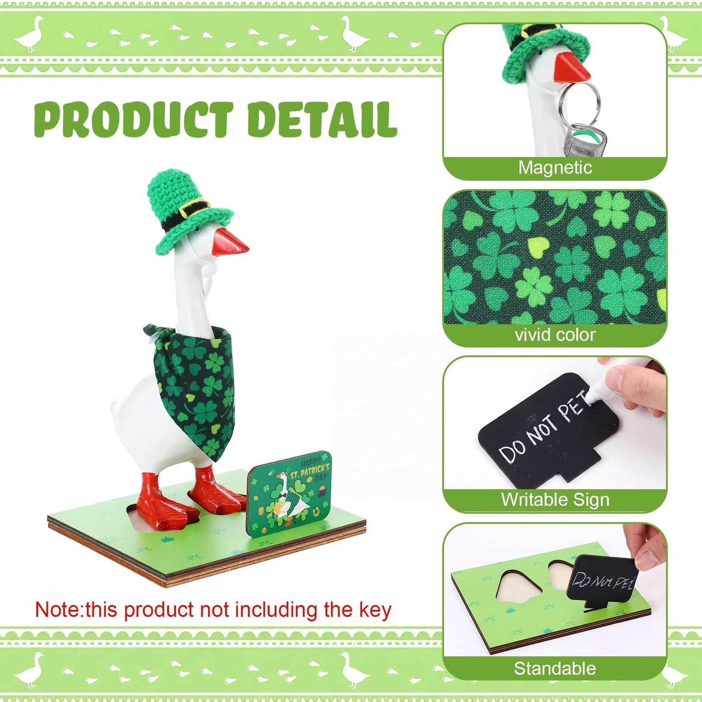 Relaxweex Magnetic Goose Key Holder Cute Resin Goose Statue with Mini Bow Tie Writable Interchangeable Signs Chalk for New Apartment Housewarming Gifts Office Table Desk Home Decor (Bandana)