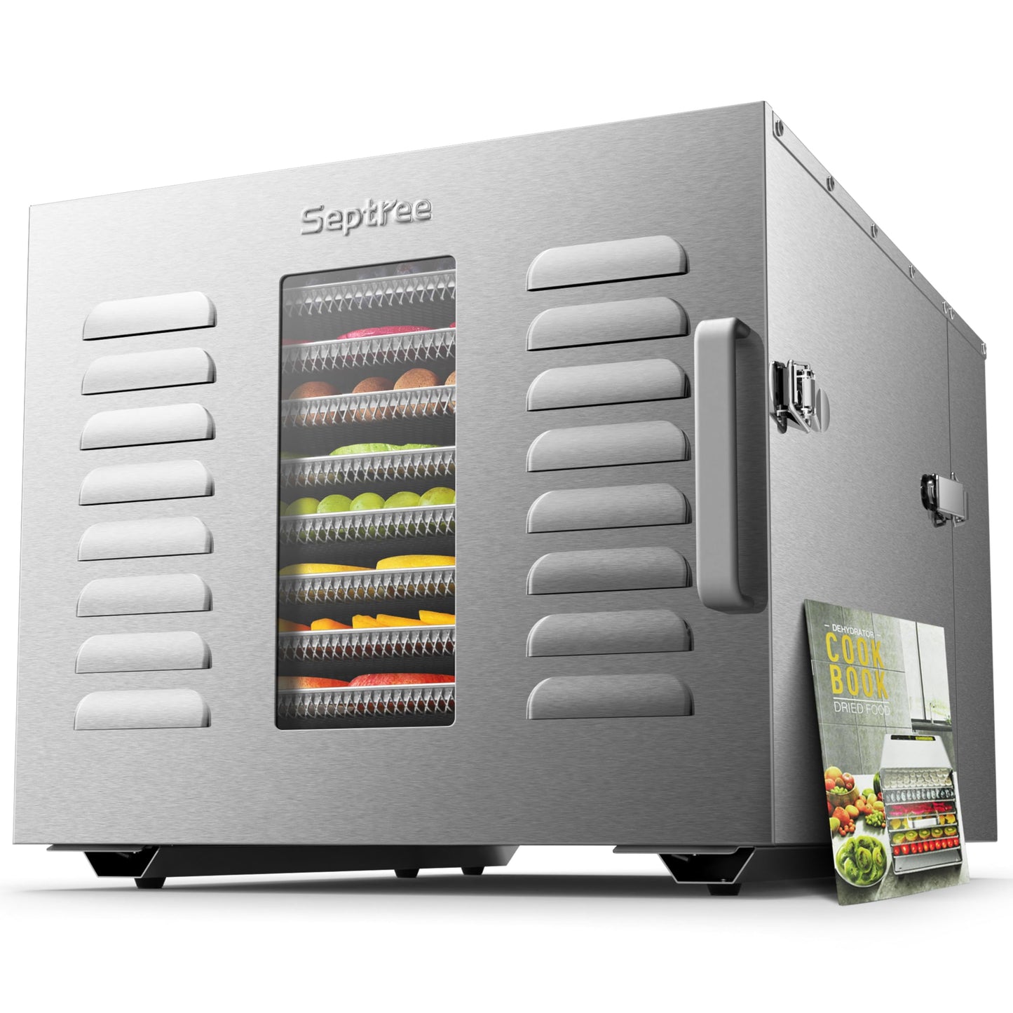 Commercial 10 Trays Food Dehydrator Machine for Jerky and Herbs Usable Area up to 24.65ft² and 194℉ Temperature 1000W Detachable Stainless Steel Dryer for Meat Fruit Mushrooms Beef Food Secret Silver
