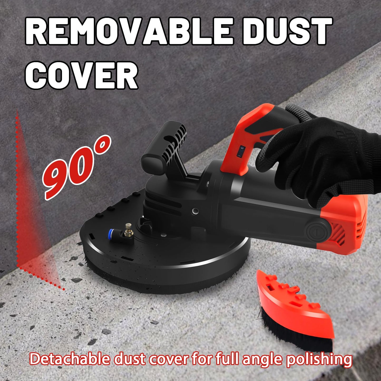 Concrete Grinder Machine, Concrete Floor Grinder, 7 Inch Angle Grinder with Auxiliary Handles Angle Grinder Dust Shroud Diamond Grinding Wheel, 2200W 4800RPM Cement Grinder for Concrete, Wall