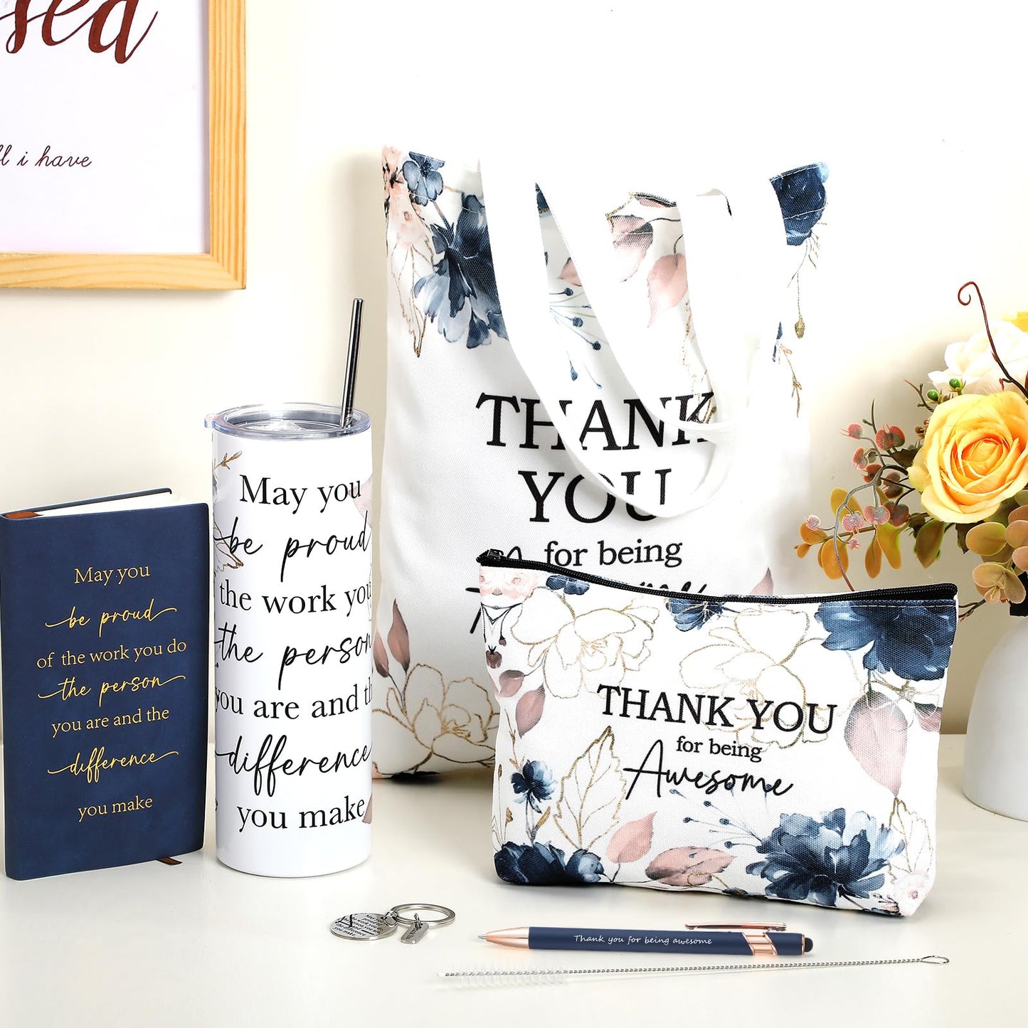 Wiwiqing 6 Pcs Employee Appreciation Gifts for Women, Thank You Gift Set for Coworker, Staff, Teacher, Nurse, Team Recognition Gifts for Work Anniversary, Farewell, Promotion(Classic Style)