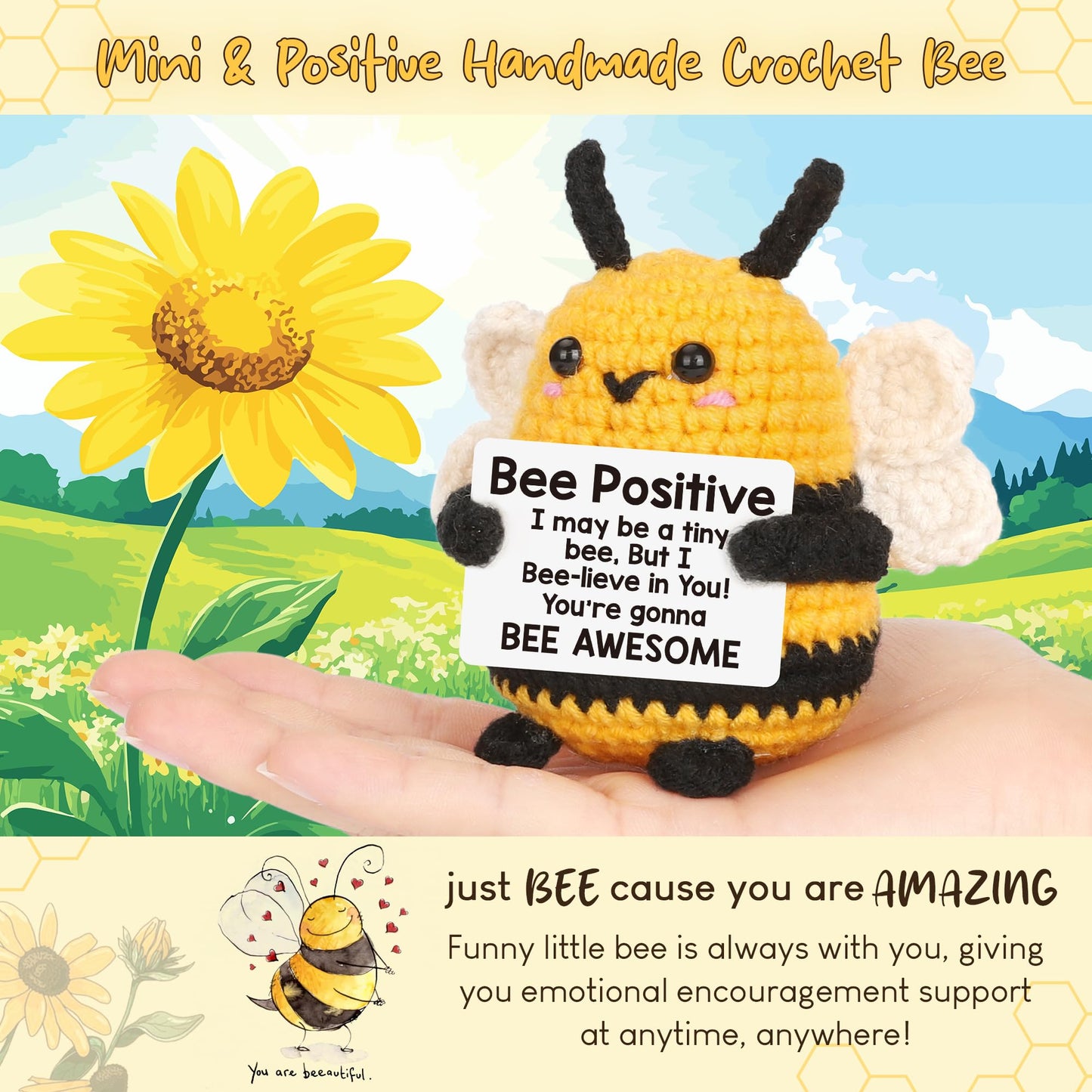Positive Bee Mothers Day Birthday Gifts for Women Men Him Her, Teacher Appreciation Gifts Nurses Week, Graduation Gift 2026 for Teens Girl Boy, Funny Gift for Mom, Dad, Husband, Wife, Family