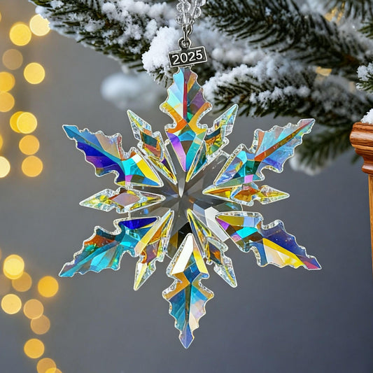 2025 Christmas Ornaments Crystal Snowflake Ornament for Christmas Tree Hanging Pendant Sun Catcher Home Decor (Colorful)