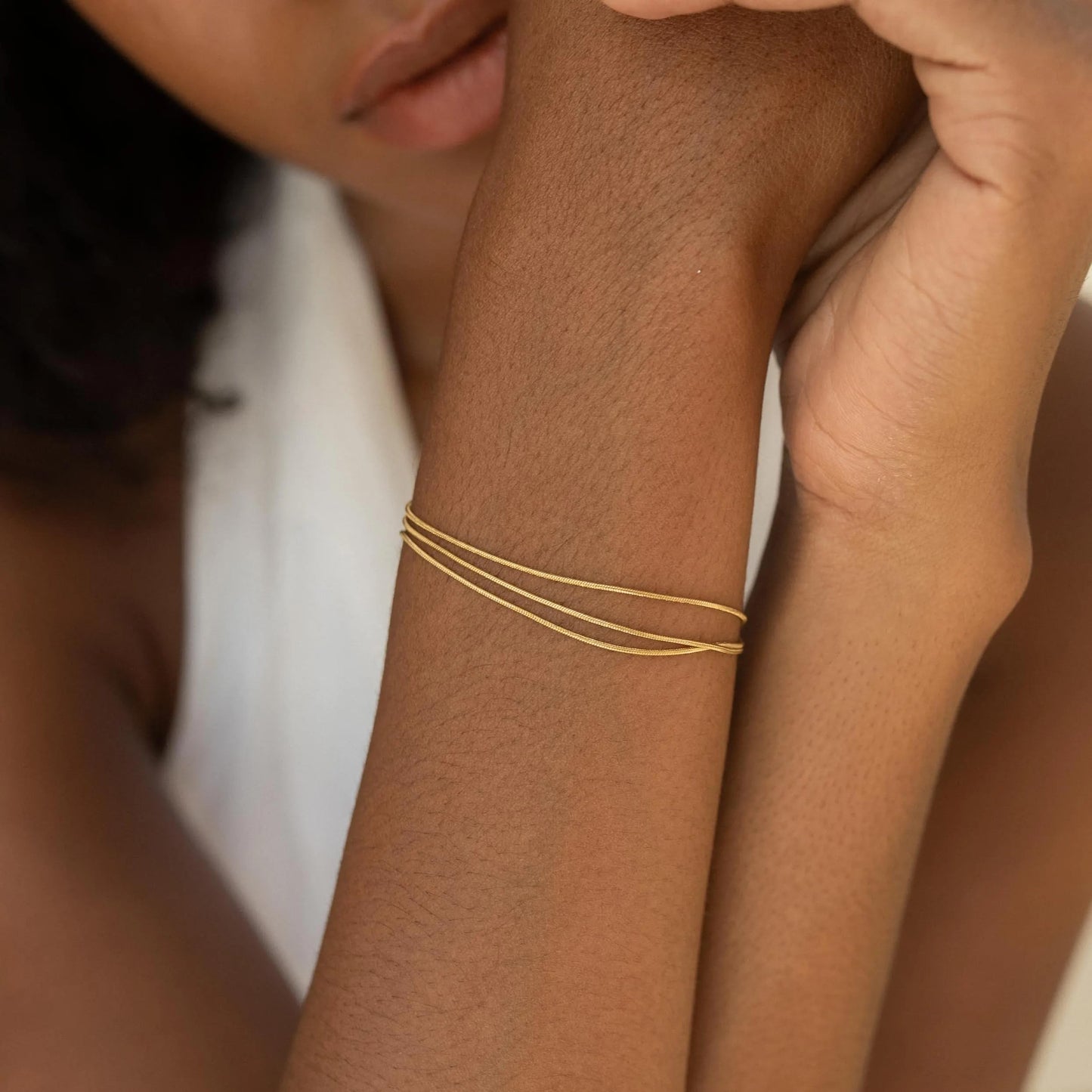 Striviio 14K Silver Plated Bracelets for Women Triple Herringbone Chain Bracelet Minimalist, Dainty Silver Bracelet for Everyday Wear, Minimalist Jewelry