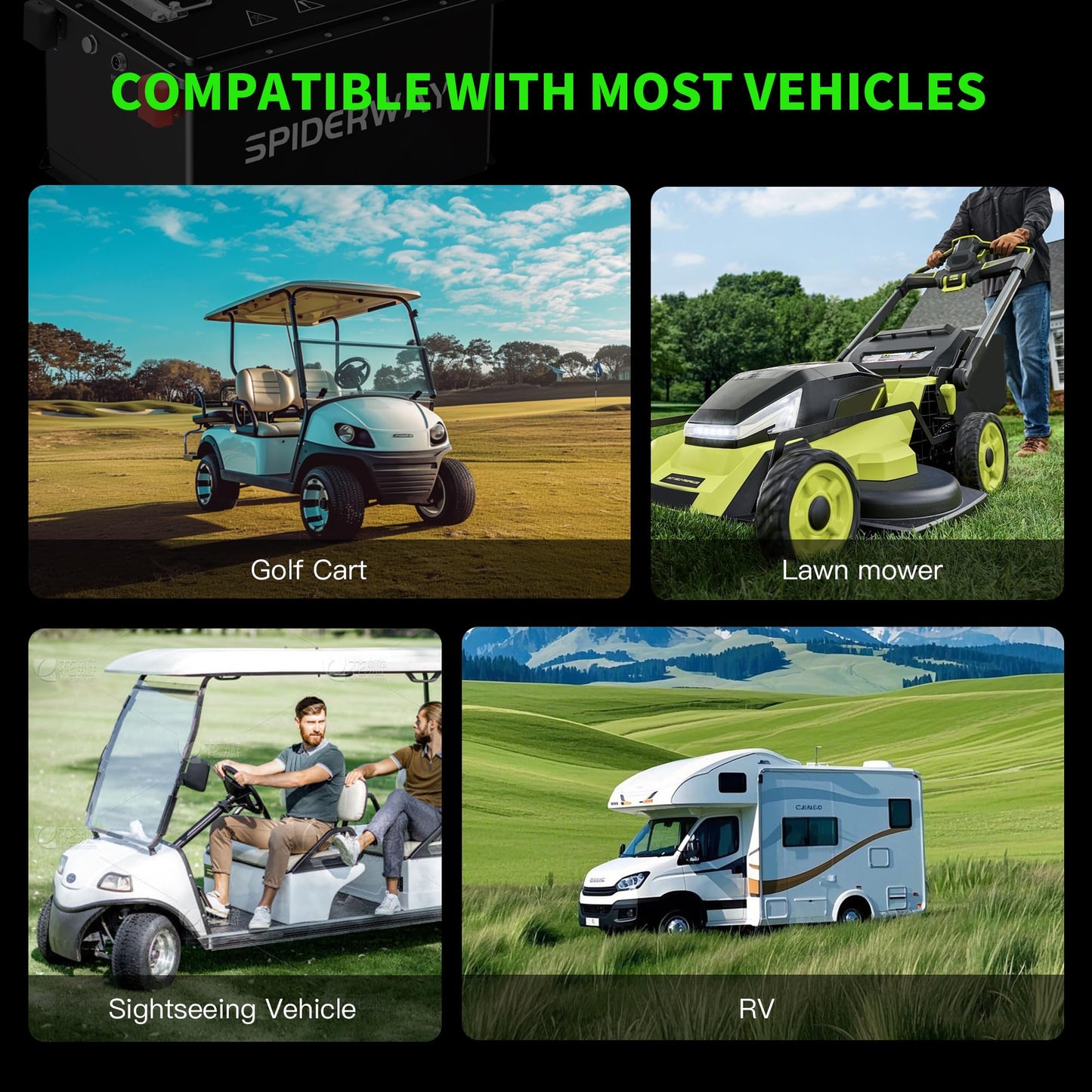 48V Lithium Battery Golf Cart, 48V 105Ah Golf Cart Battery for EZGO RXV&TXT with 25A Charger, Built-in 200A BMS and Bluetooth, Touch Screen & Mobile App, 6000+ Cycles, Max 10.24kW, Peak Current 600A