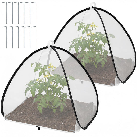 2 Pcs Pop Up Insect Barrier Plant Cover Tent, 22 x 22 x 22 Inch Foldable Garden Plant Protectors Mesh Enclosure, Garden Net Cage Bird Insect Guard Cover for Protecting Plants Fruits Vegetables