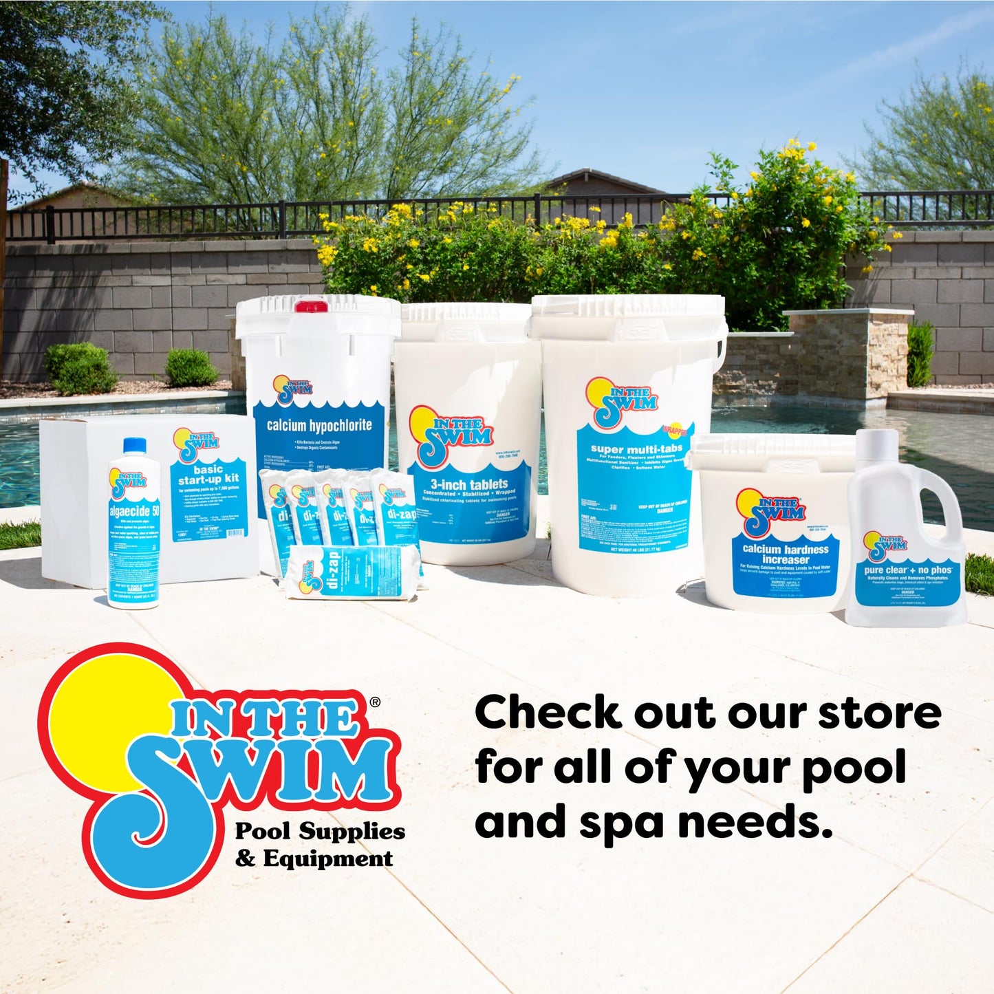 In The Swim Algaecide 50 for Swimming Pools - Green, Black, and Yellow Algae Treatment for Above Ground or Inground Swimming Pools - 1 Quart