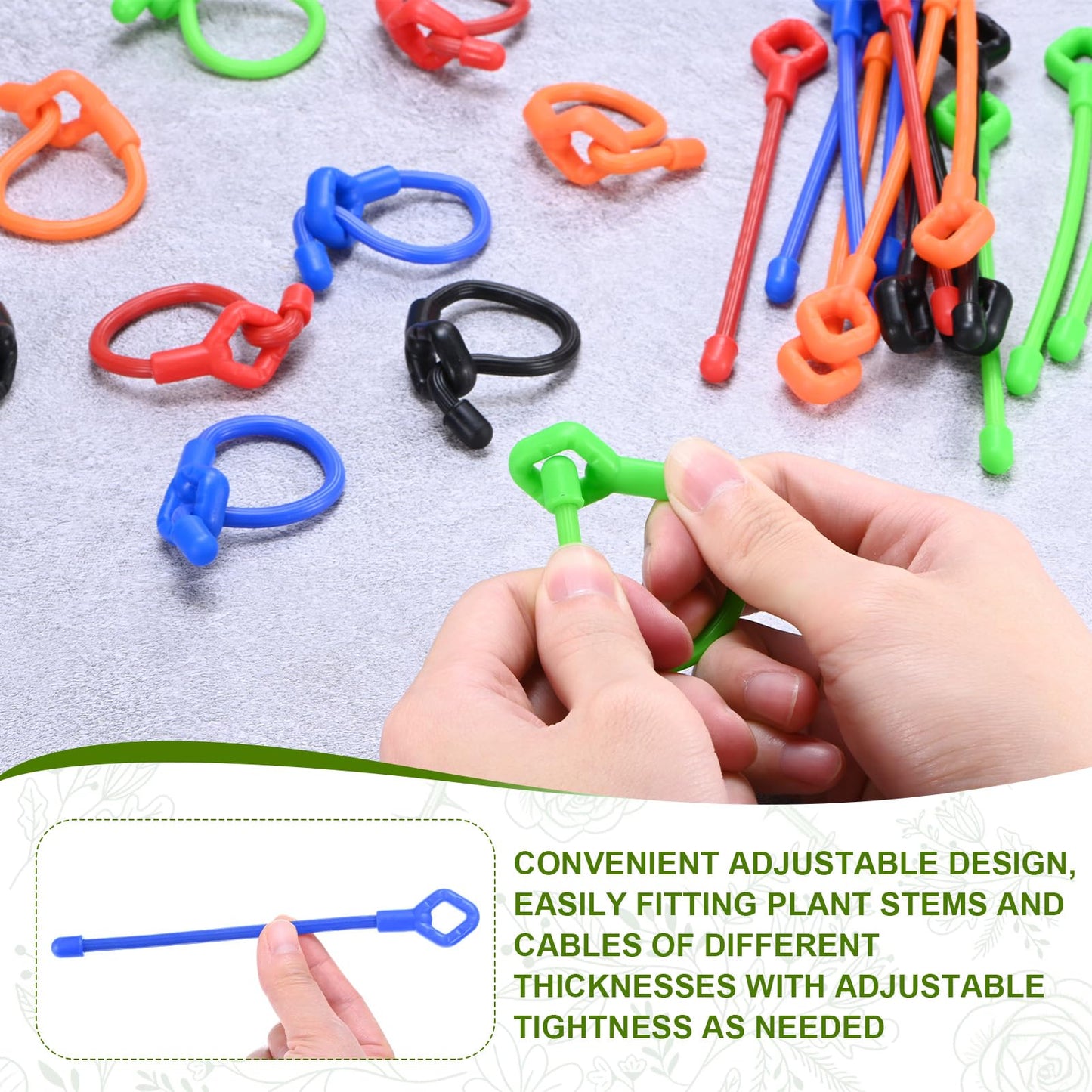 M METERXITY 12-Pack Adjustable Plant Ties, 8inch/20.32cm Silicone Flexible Multi-Function Sturdy Garden Twist Tie for Plant Support/Tree/Shrub/Vine, Reusable Support Twine [Blue]