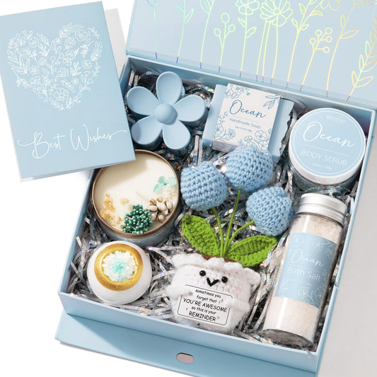 Spa Gifts for Women Bath Gift Set, Ocean Relaxing Spa Gift Baskets Home Bath Set Self Care Kit Care Package Thank You Mothers Day Birthday Easter Gifts for Women Her Mom Friends Sister Teen Girls Wife