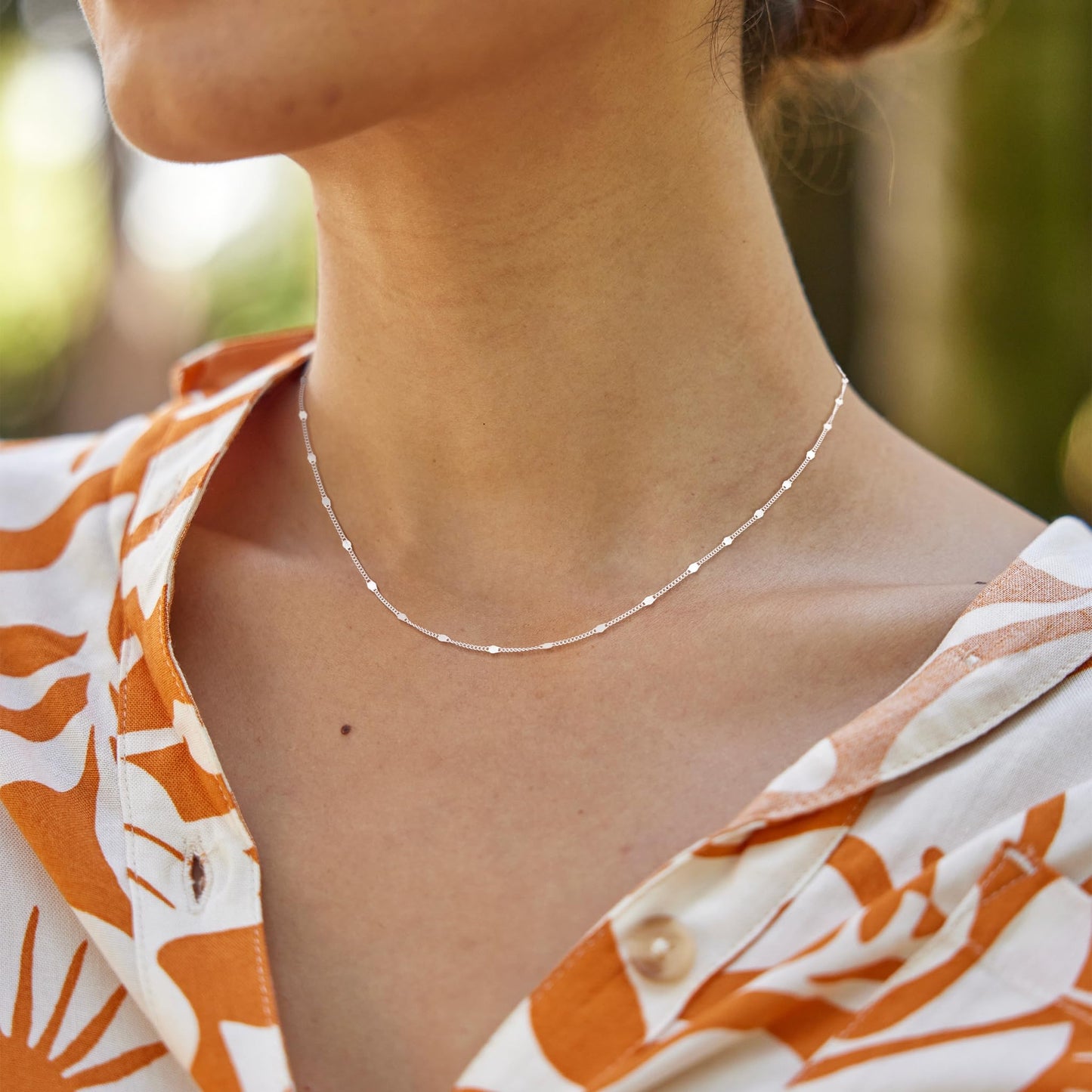 Freekiss 925 Sterling Silver Chain Necklace for Women Trendy 16+2 Inch Classic Simple Dainty Choker Dot Chain Necklace Adjustable Layered Silver Jewelry Gift
