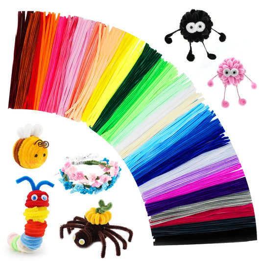 1200PCS Pipe Cleaners Craft, Pipe Cleaners Bulk for Arts and Crafts Supplies Multi-Color Chenille Stems DIY Project Room Decor,Christmas Decorations Creative Toys Gift (12inch*6mm,48colors)