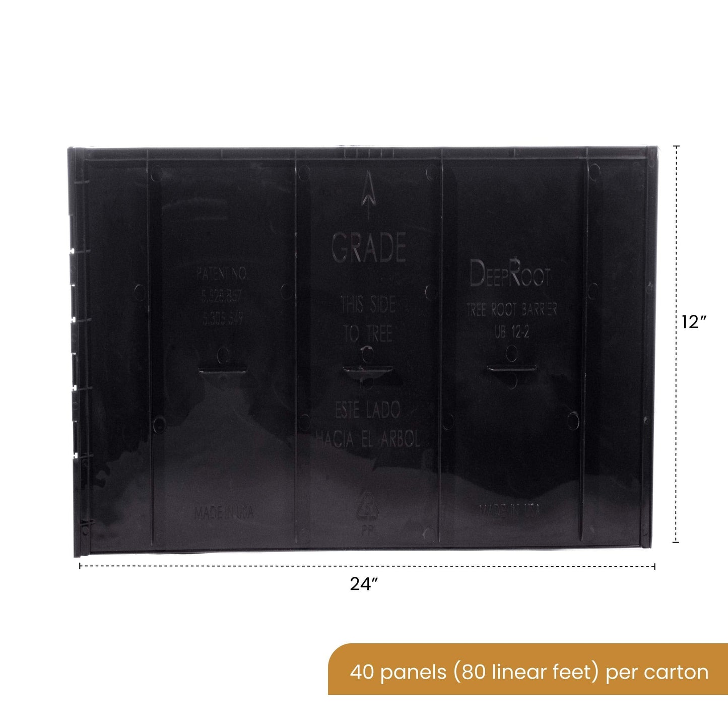 DeepRoot Tree Root Barrier, Tree Circle Weed Barrier, Root Shield for Sidewalks, Driveways, & Patios, 12" Depth, 24" Width, 40 Panels per Pack, 80 Linear Feet Total, Black