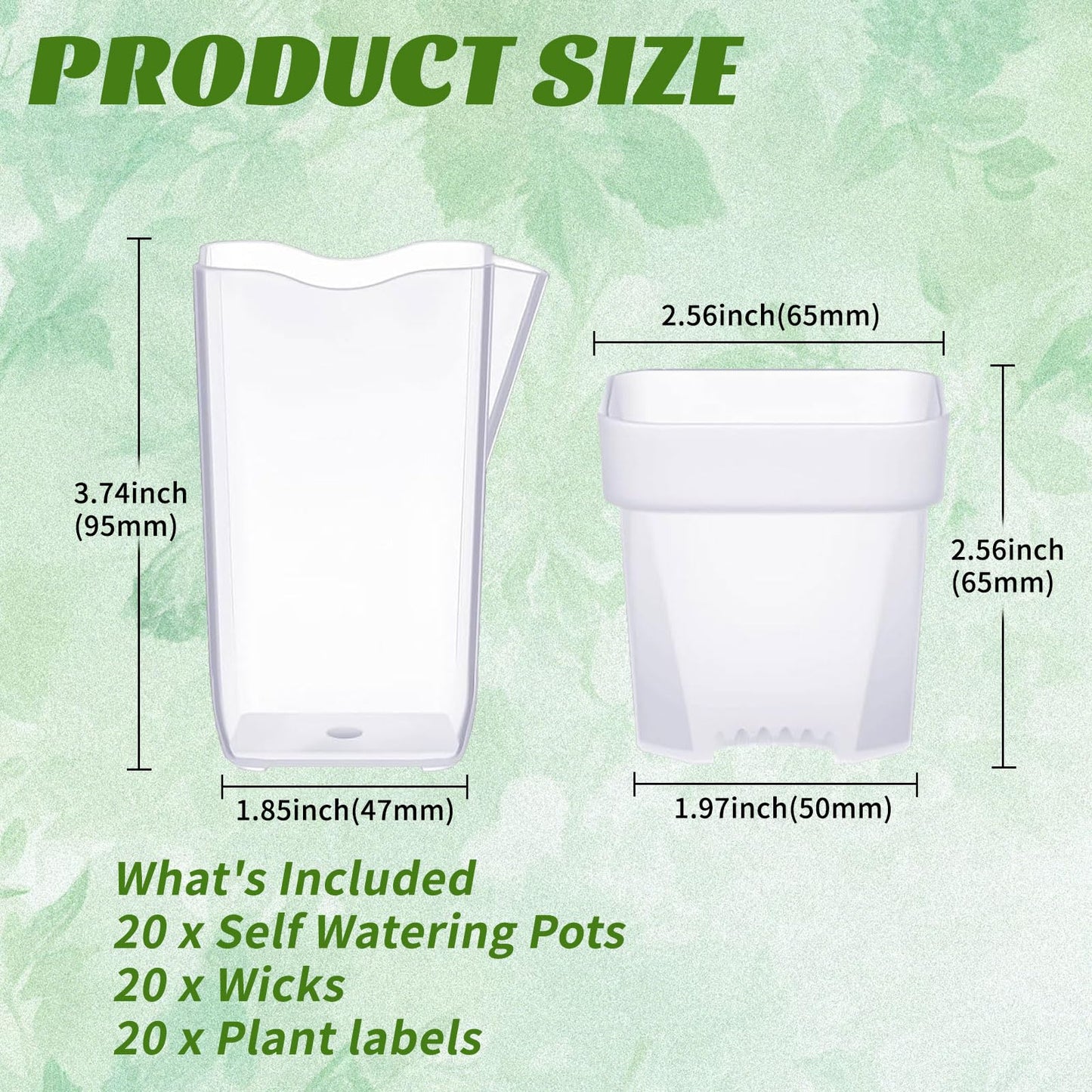 20 Pack 2.5“ Mini Self Watering Pots for Indoor Plants, Small Clear Plastic Planters with Water Level Indicator & Drainage Holes, Perfect for Alocasia Corm Propagation, Seedling, Cuttings (20, 2.5“)