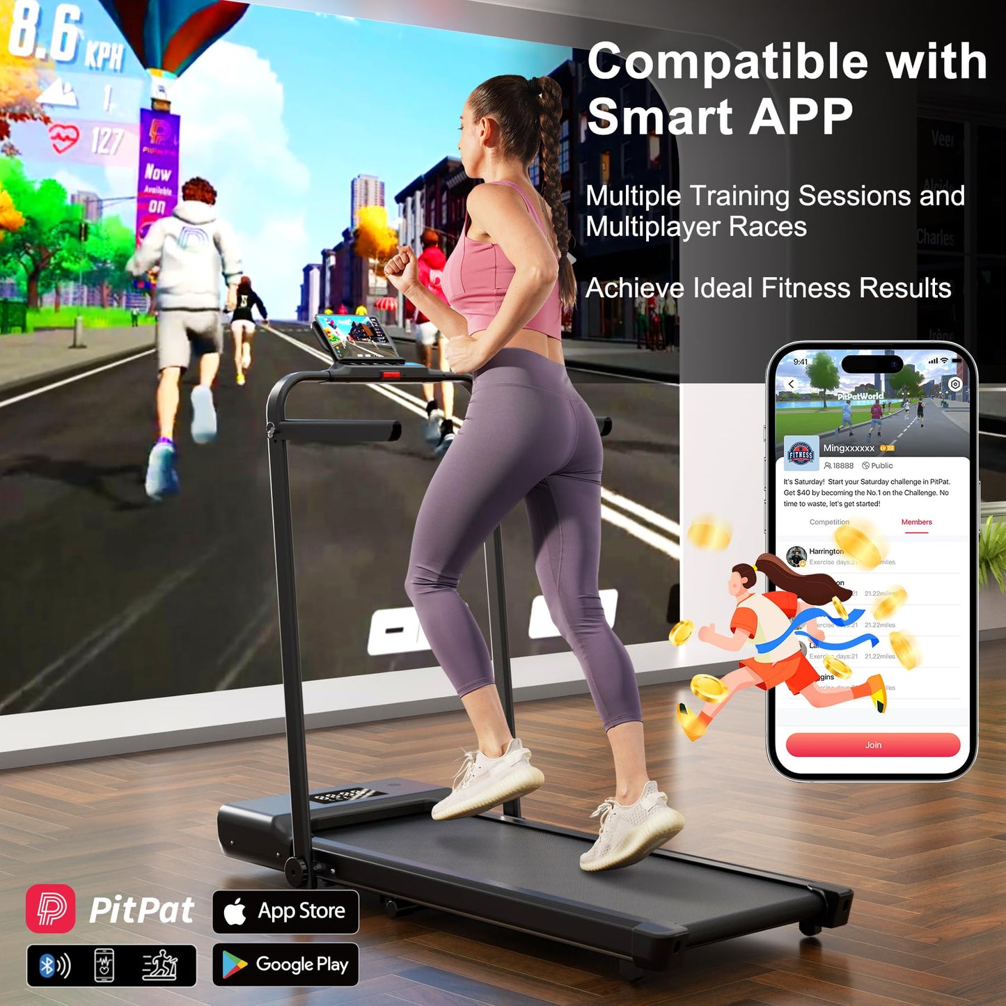 Walking Pad Treadmill with Incline, Portable Folding Walking Pad with Handle bar, Under Desk Walking Pad Treadmill for Home Small Space 300 lbs Capacity and Low Noise