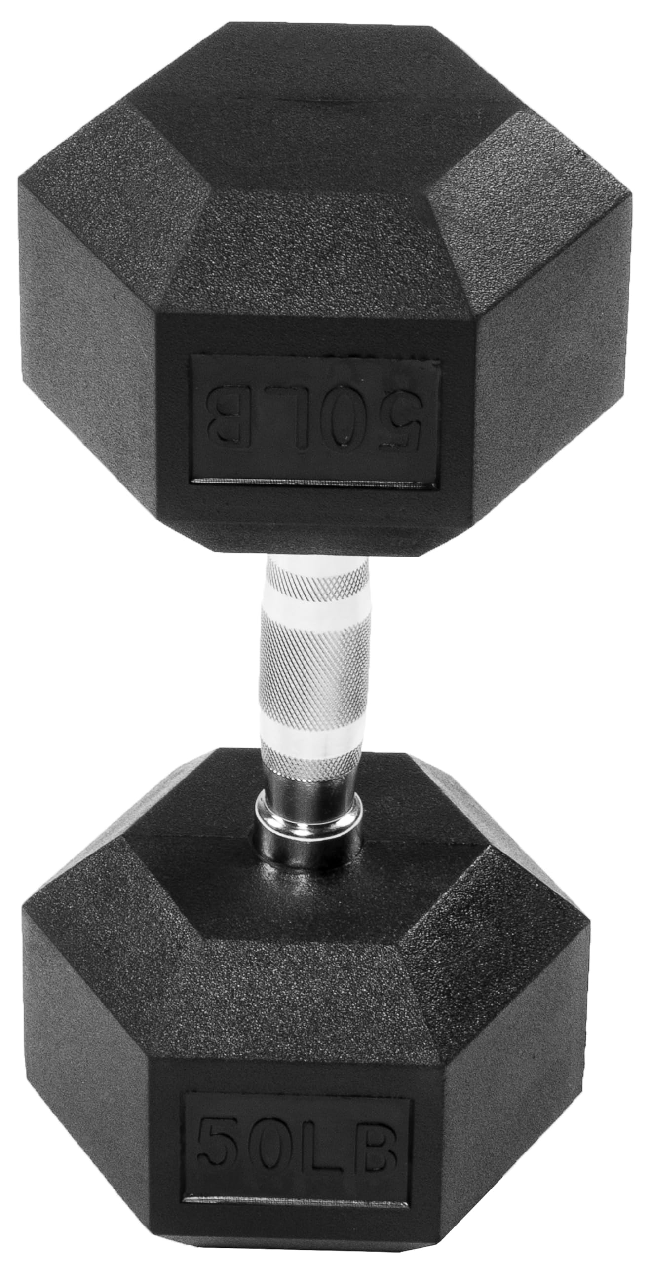 Fitvids Rubber Encased Hex Dumbbell, 50LB Single