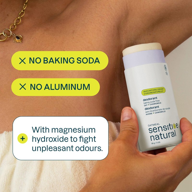 ATTITUDE Baking Soda Free Deodorant for Sensitive Skin with Oatmeal and Chamomile, EWG Verified, Aluminum Free, Plastic-Free, 3 Ounces