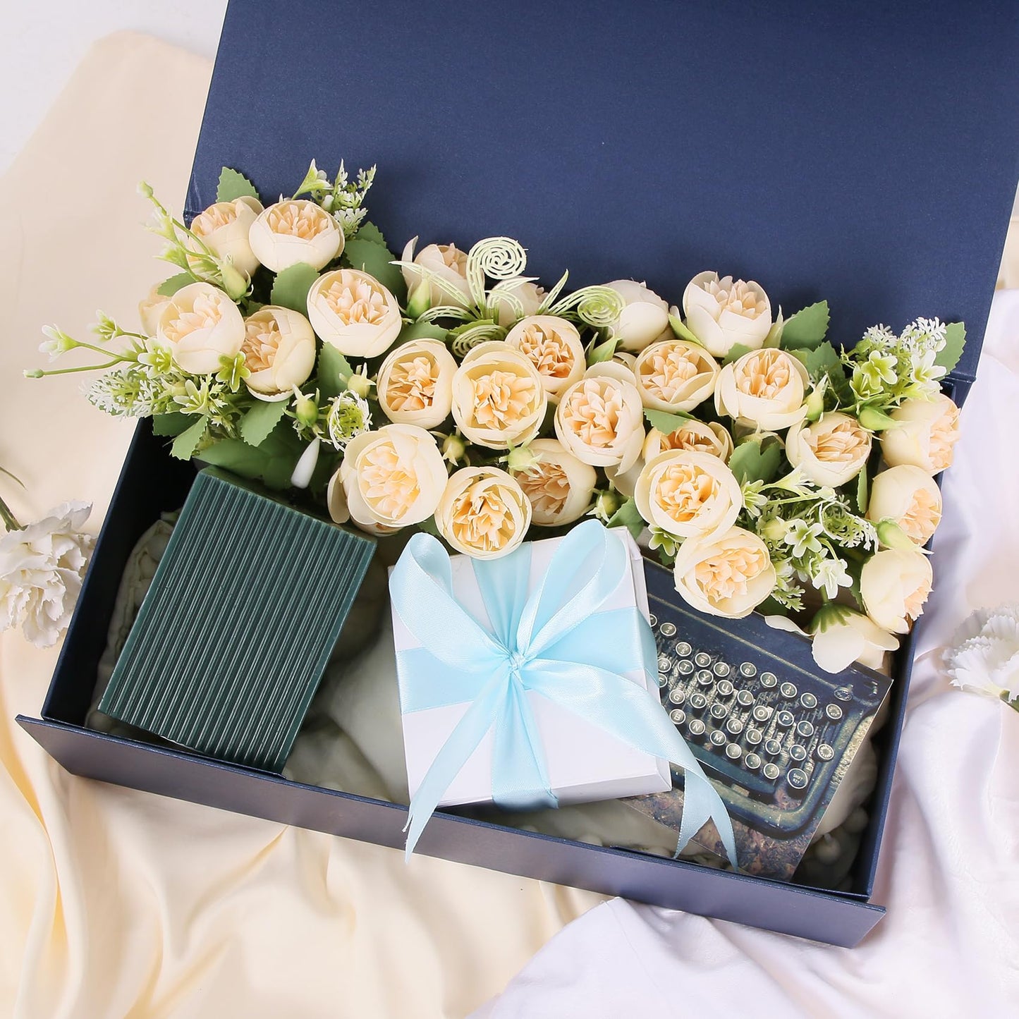 Aimyoo Navy Blue Collapsible Gift Box with Magnetic Closure Lids 13.8x9x4.3 in, Large Bridesmaid Groomsman Proposal Boxes, Rectangle Present Box for Graduation Birthday Storage 1 Pack