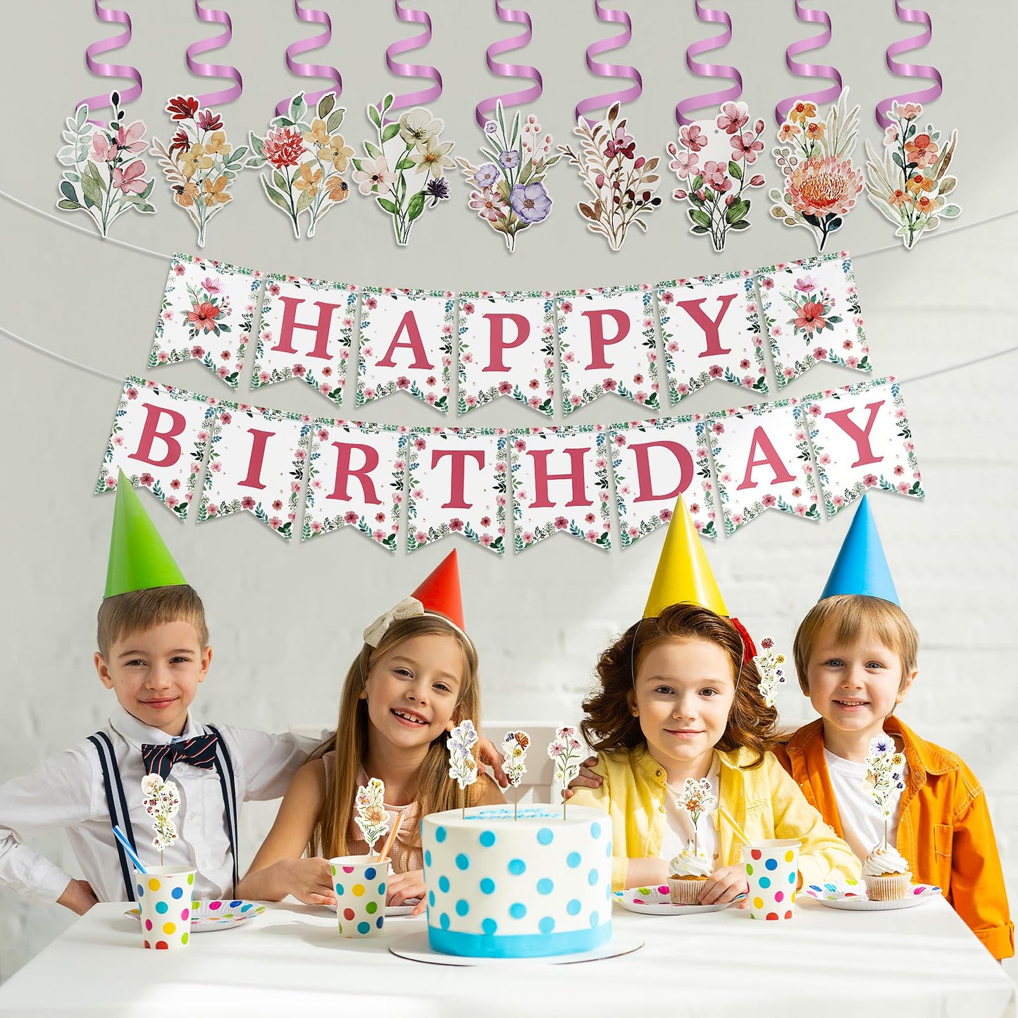 VXXOFXWM 84 Pcs Wildflower Cupcake Toppers,Flower Birthday & Baby in Bloom Baby Shower Cake Decorations for Floral Garden Fairy Party