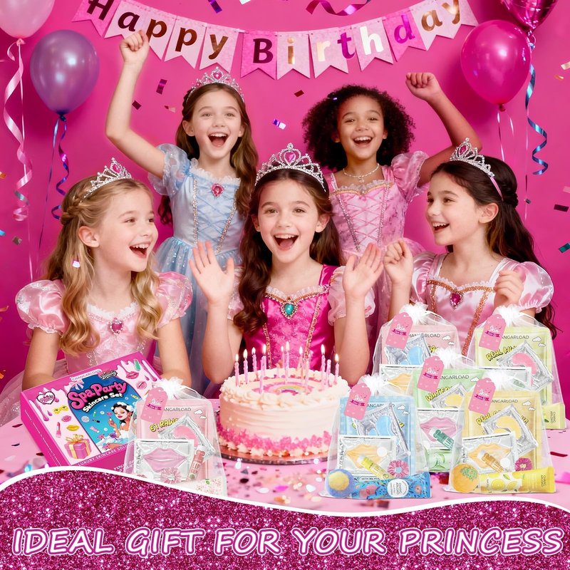CHANGARLOAD 121 PCS Spa Party Supplies for Girls, Spa Party Favors Set with Face Masks, Lip Balm, Hand Cream, Under Eye Patches, Lip Mask, Foot Bath Bombs, Gift Bags for Birthday Sleepover