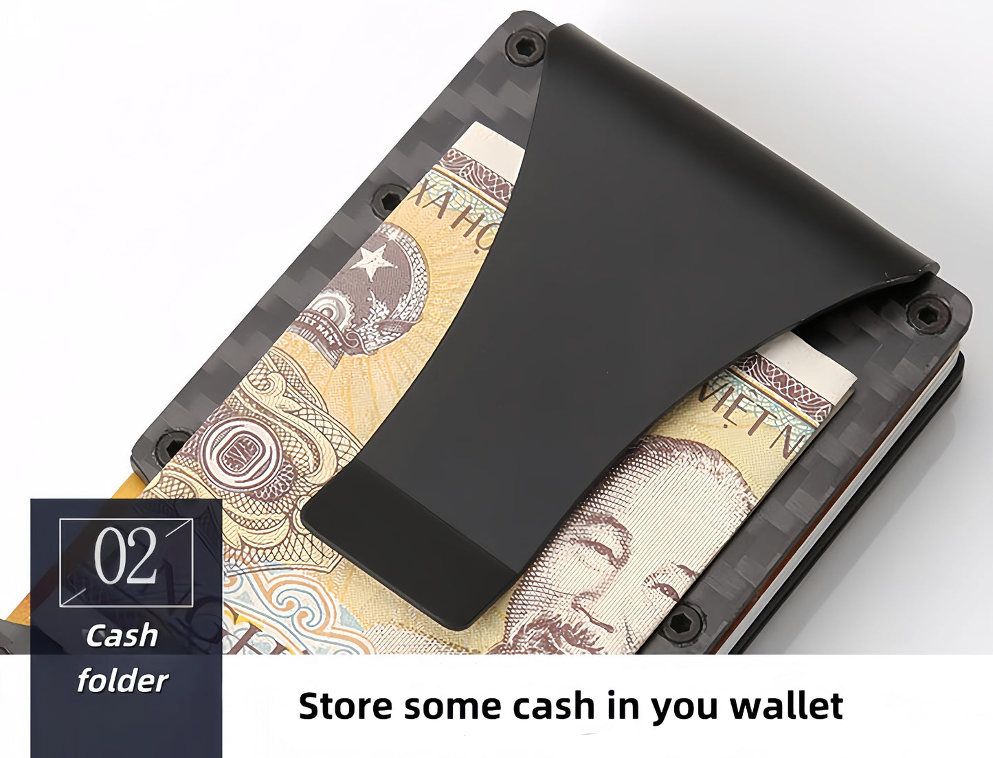 Wallet for Men- Minimalist Metal Wallet with Money Clip - Slim RFID Blocking Card Holder, Carbon Fiber Design, Holds 12+ Cards & Cash,Men's Wallet Gift,Driver License