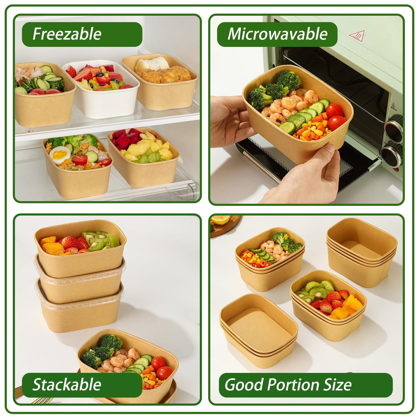 50-Pack 29oz Disposable Kraft Paper Bowls【with Lids and Forks】,Meal Prep Containers Disposable Togo Food Deli Containers for Restaurant Supplies Take Out Containers, Microwave Safe for Hot/Cold Food