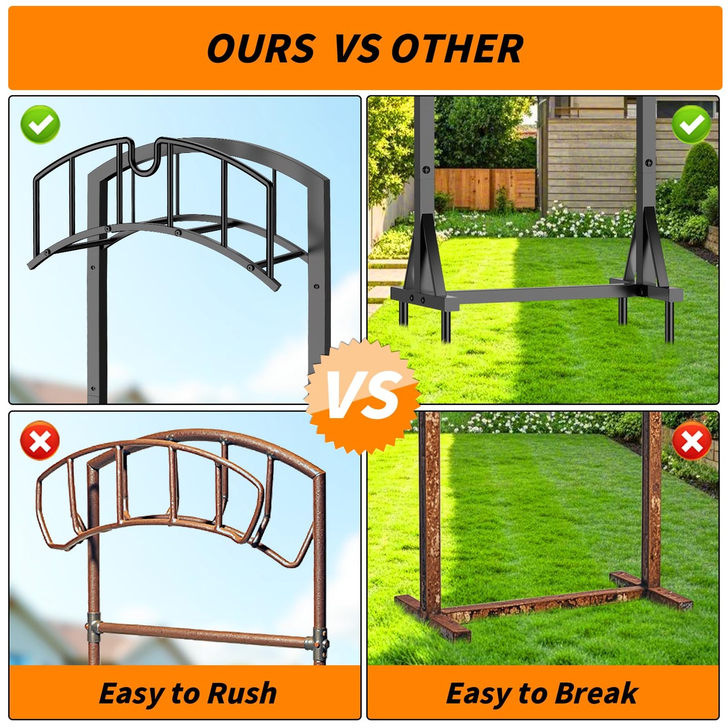 Minicloss Garden Hose Holder, Heavy Duty Hose Hanger with 4 Spikes,Freestanding Water Hose Holders Rack for Outside Lawn & Yard