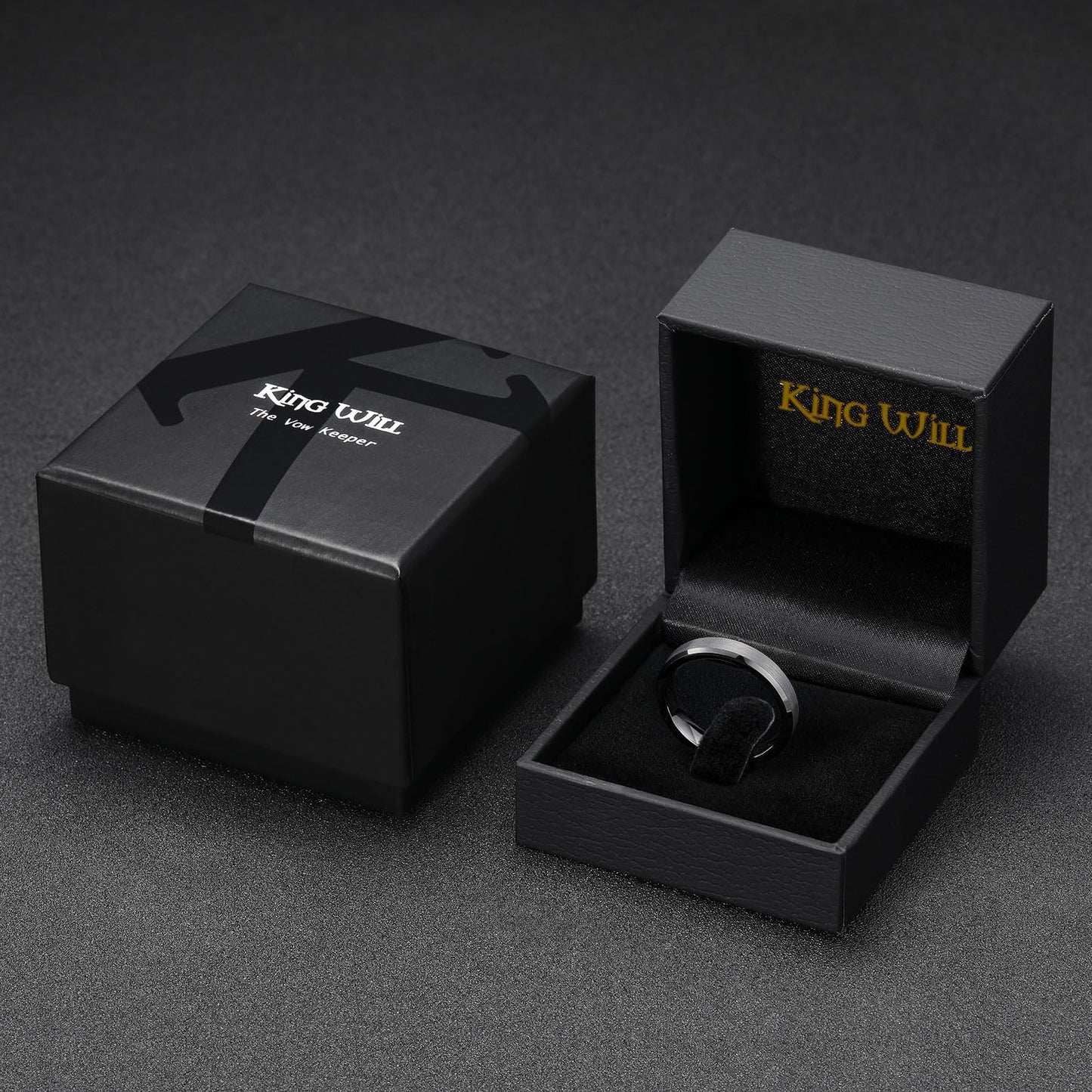 King Will Gunmetal Basic Tungsten Rings For Men 4mm Wedding Band Polished Edge Brushed Matte Promise Ring Comfort Fit, Size 7