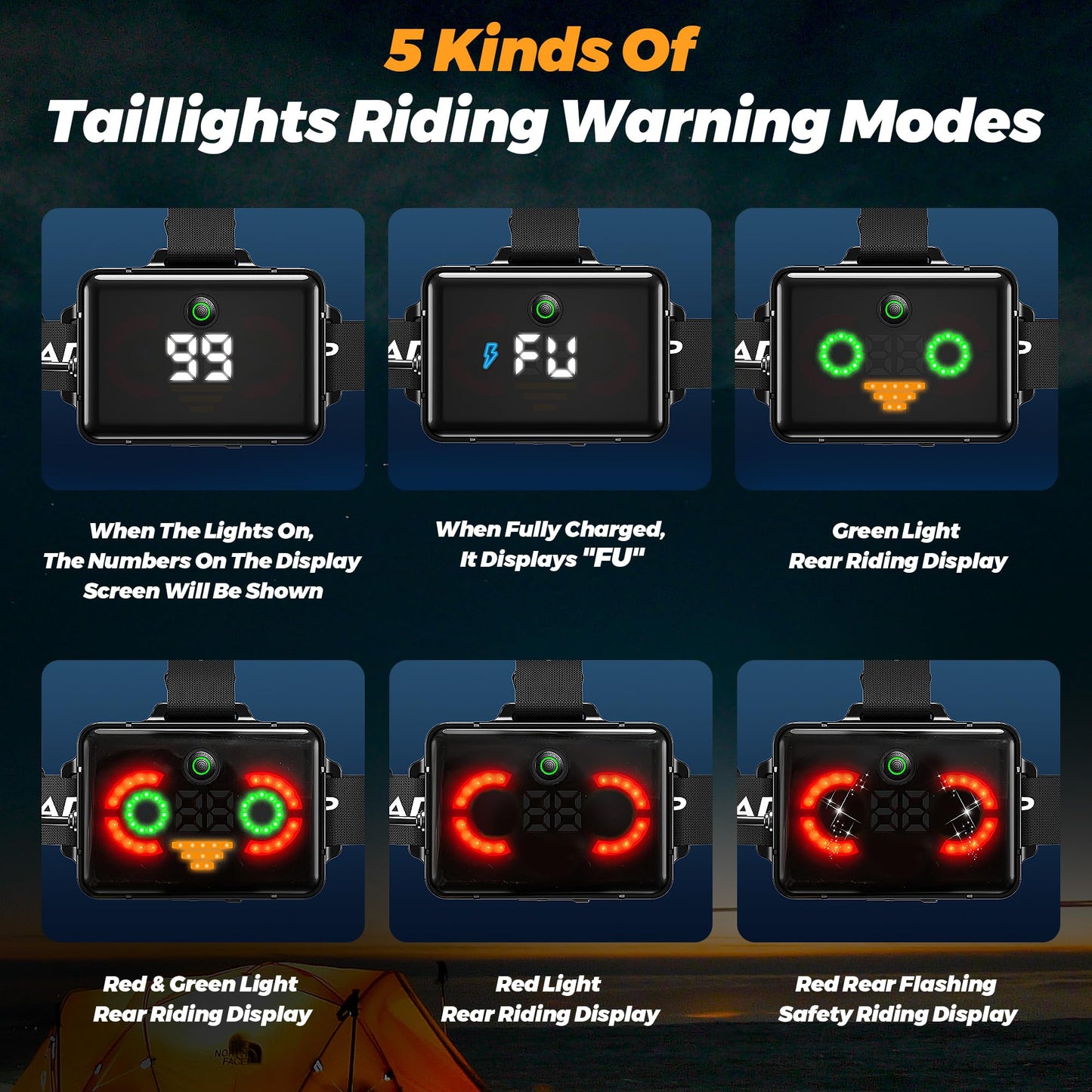 FixLiburt 220000 Bright Camping Headlamp Function 17 Modes Motion Sensor Adjustable Focus, More Than 95H Standby IP65 Waterproof, 125°Angle Head Lamp for Fishing Hiking Bike Hardhat