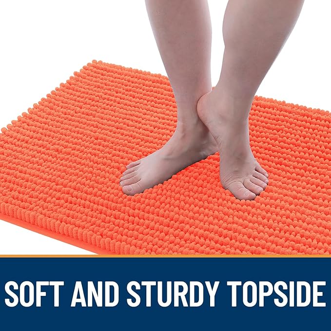 OLANLY Dog Door Mat for Muddy Paws 59x20, Ultra Absorbent Chenille Mud Doormat, Non-Slip Washable and Dirt Trapping Doormat for Indoor Entryway, Quick-Dry Indoor Pet Bed Mats for Dogs, Coral