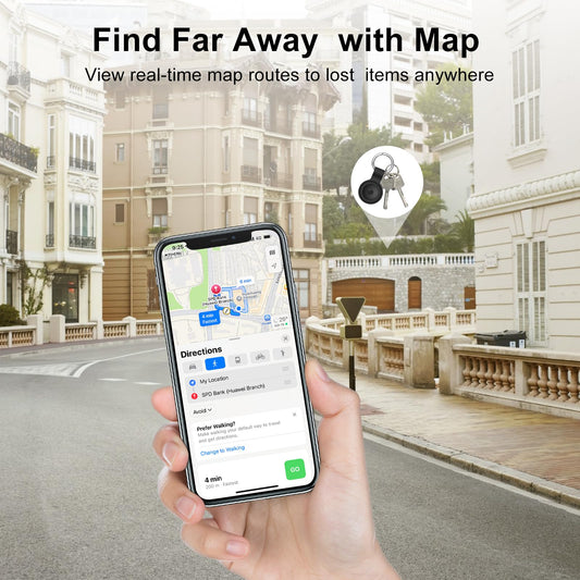 Air Tracker Work with Apple Find My App (iOS Only), 4-Pack Bluetooth + UWB Smart Tag, Include 2pcs Extra Replaceable 2032 Batteries, Silicone Case, Item Locator Finder for Keys Vehicles Luggage Bags