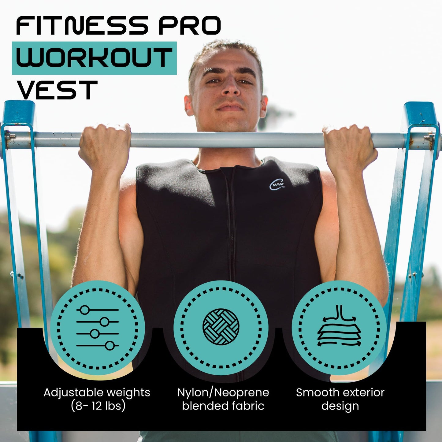 Challenge Weighted Workoutwear - Weighted Workout Vest, Compression Weighted Fitness Pro Vest, Strength Training Weight Vests with ⅛’ Thick Weights, Weight Vest Holds Up to 16 Lbs, Small