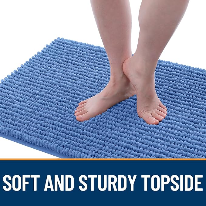 OLANLY Dog Door Mat for Muddy Paws 70x46, Ultra Absorbent Chenille Mud Doormat, Non-Slip Washable and Dirt Trapping Doormat for Indoor Entryway, Quick-Dry Indoor Pet Bed Mats for Dogs, Cornflower Blue