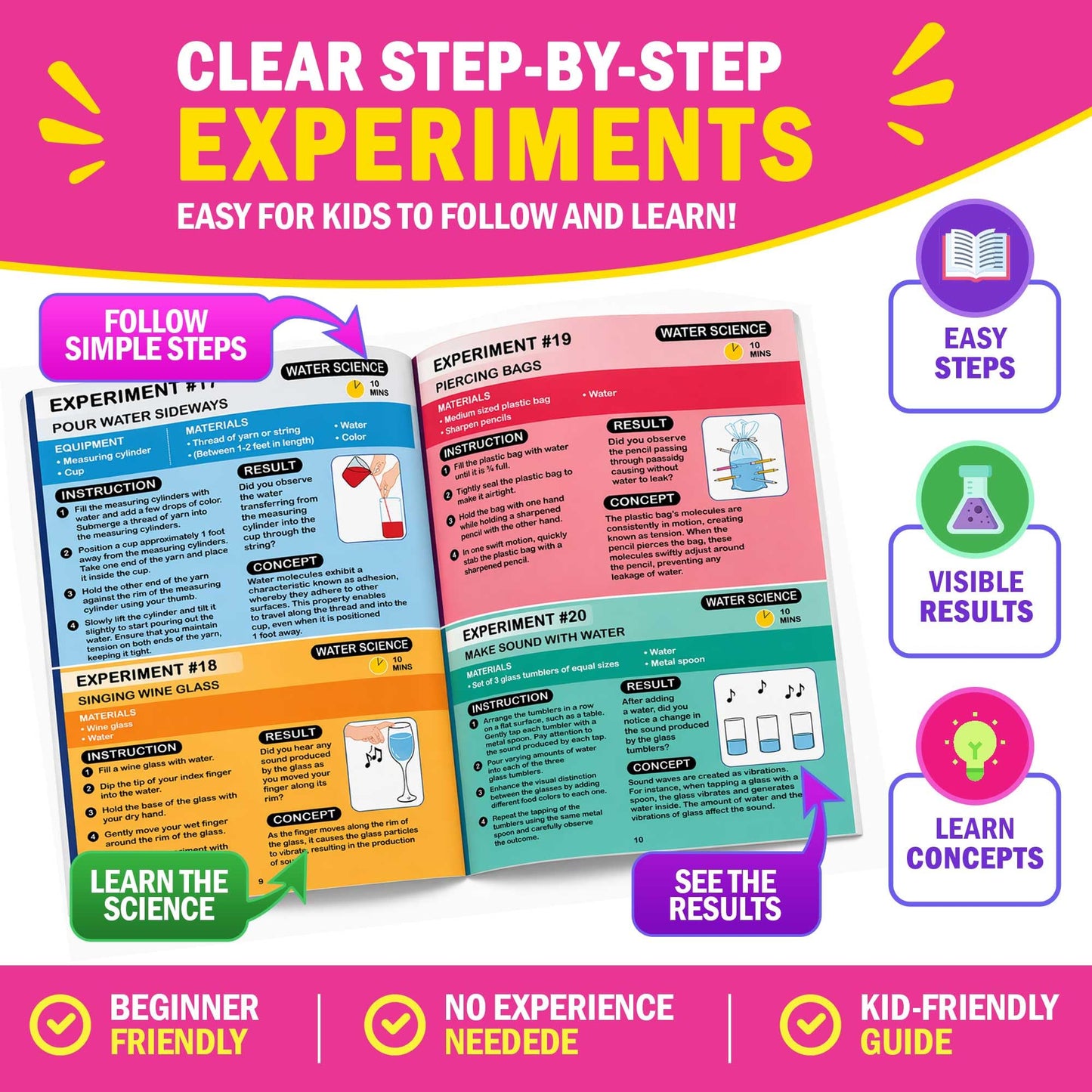 Jim&Gloria Science Kits for Kids Age 5-7 8-12 Year Old Birthday Gifts for Girls, Craft Supplies, Learning & Educational Toys, Stem Toys, Chemistry Set, Science Experiments for Kids Volcano Projects