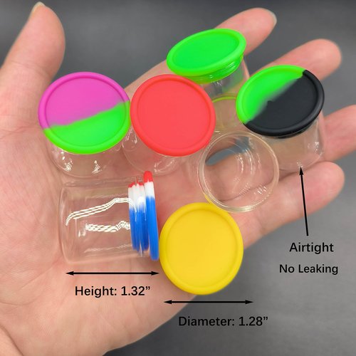 KUVIS 15ml Silicone Glass Wax Containers Airtight with Silicone Lid Concentrate Jars Multi Use (100)