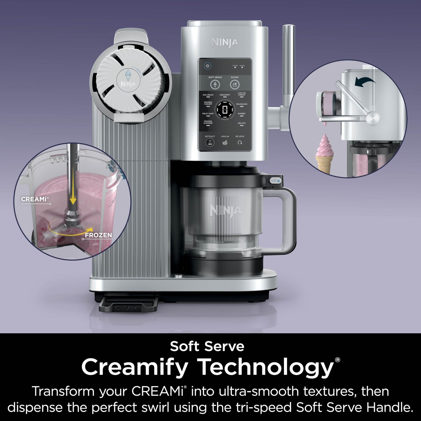 Ninja Swirl by CREAMi Ice Cream and Soft Serve Maker, Sorbet, Milkshake, Frozen Yogurt, Low Calories Program & More, 13-in-1, Soft Serve Handle, (2) CREAMi Swirl 16oz Pints, NC701 (Renewed)